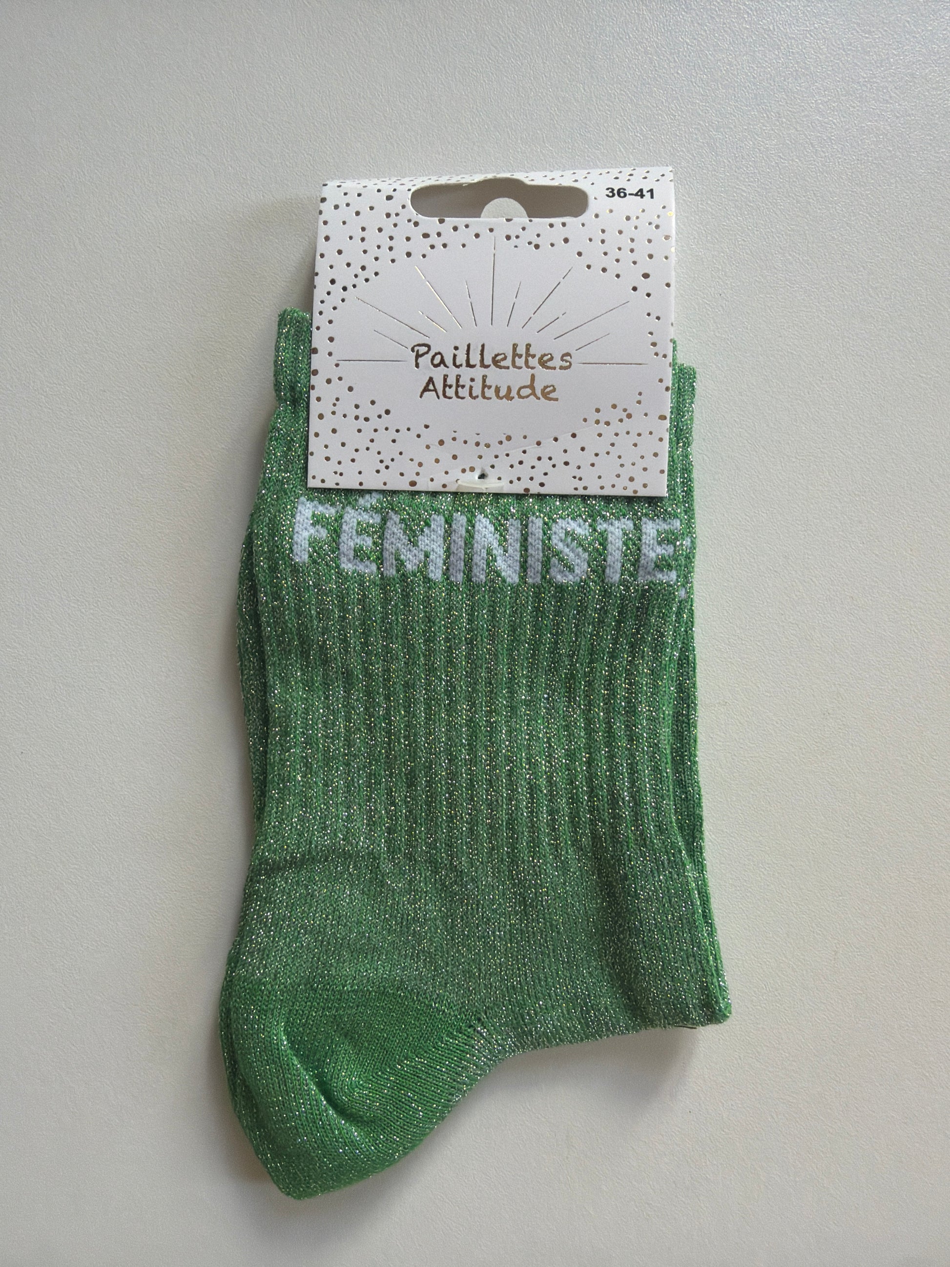 Chaussette de ville pailletée 36-41 FÉMINISTE