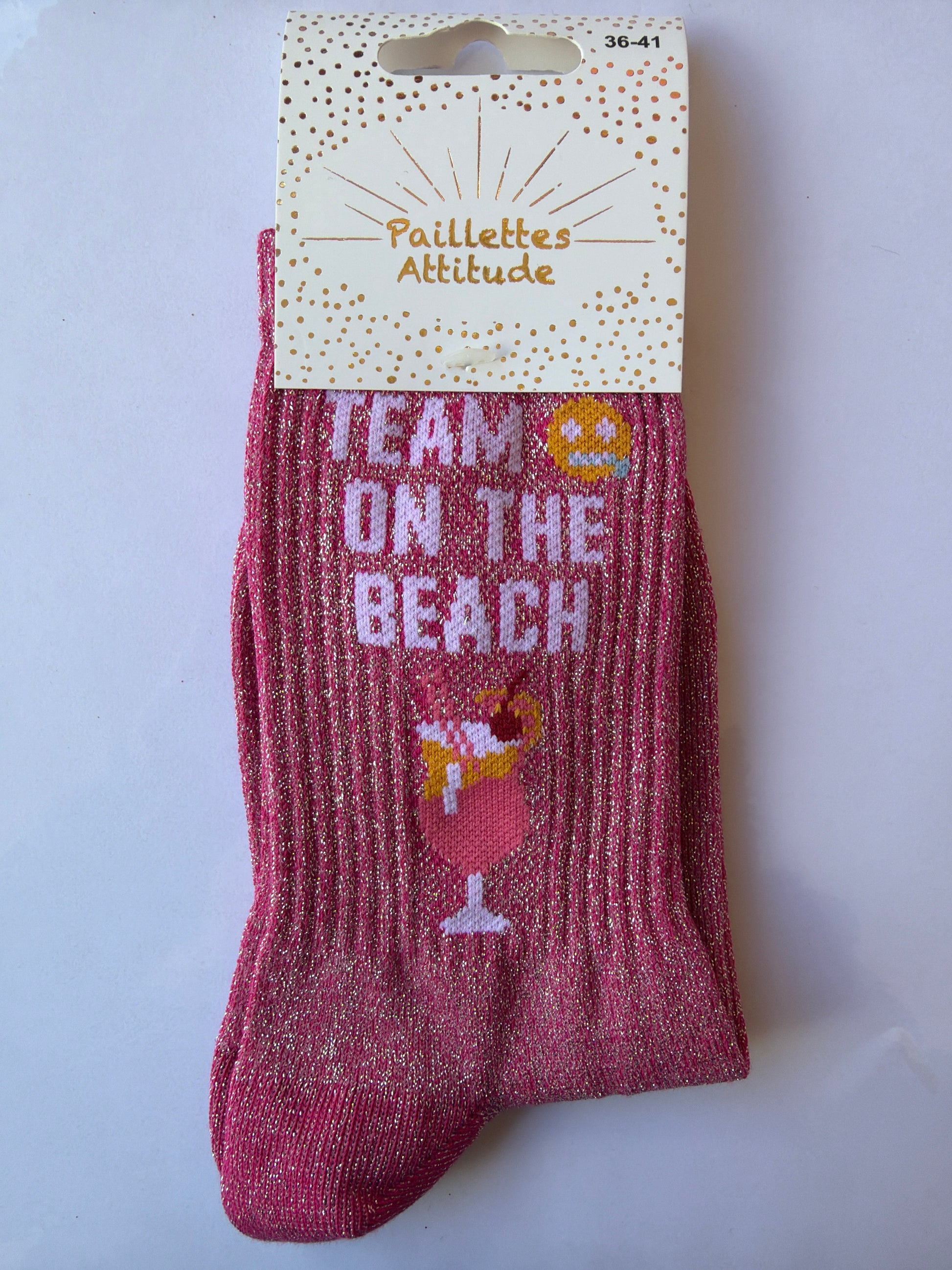 Chaussette de ville pailletée 36-41 TEAM 🤐 ON THE BEACH