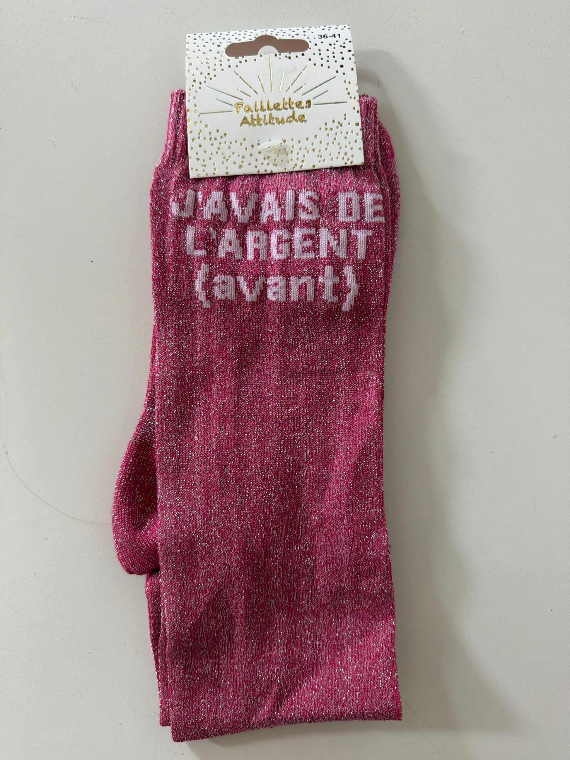 Chaussette équitation pailletée 36-41 J’AVAIS DE L’ARGENT(avant)