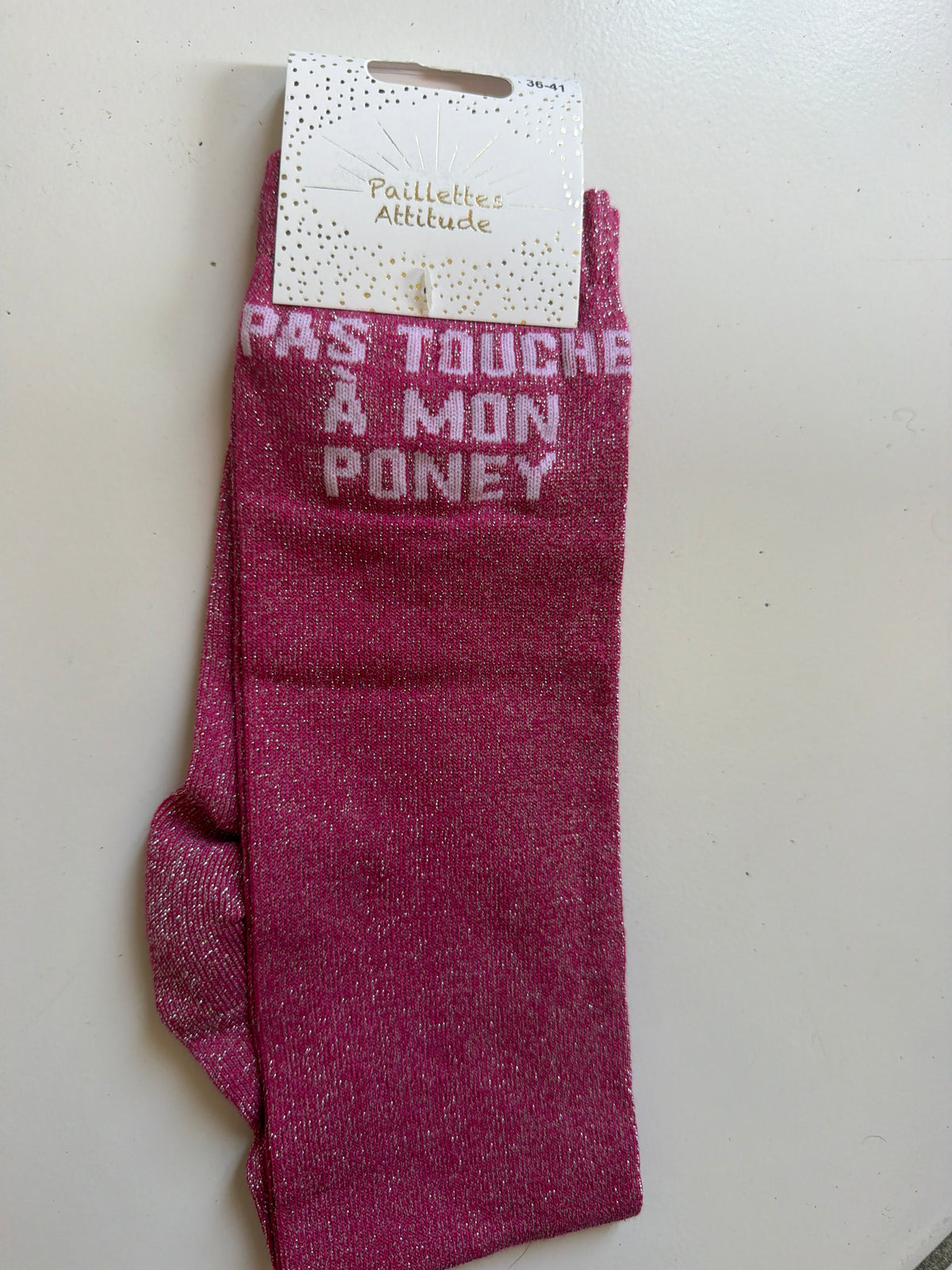 chaussette pailletée équitation 36-41 PAS TOUCHE À MON PONEY