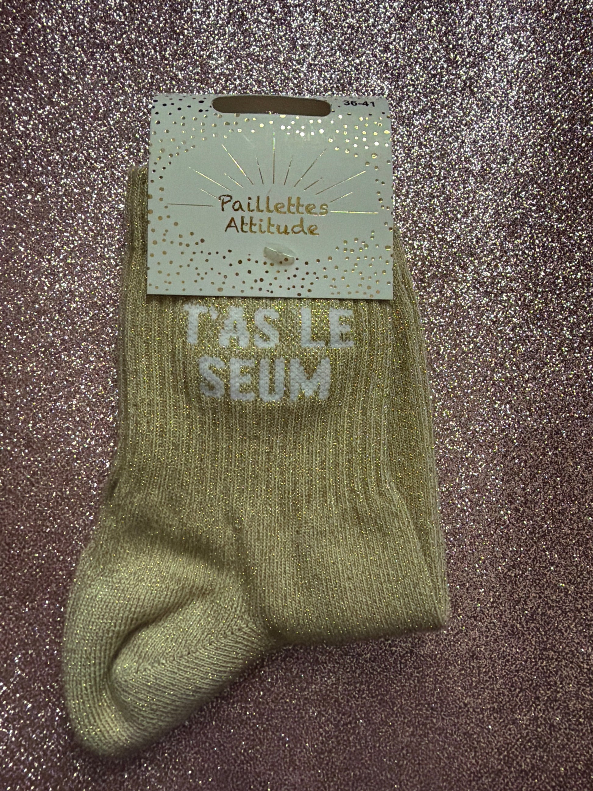 Chaussette de ville pailletée 36/41 - T’AS LE SEUM