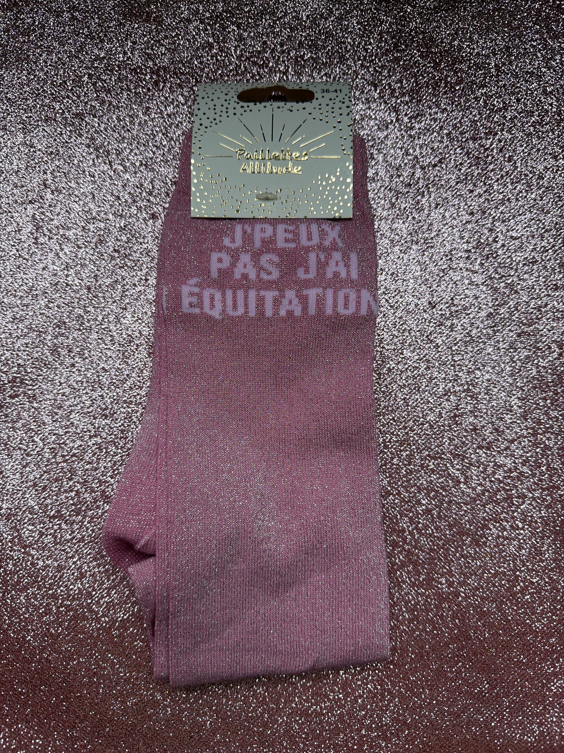 chaussette pailleté équitation « J’PEUX PAS J’AI ÉQUITATION » 36-41