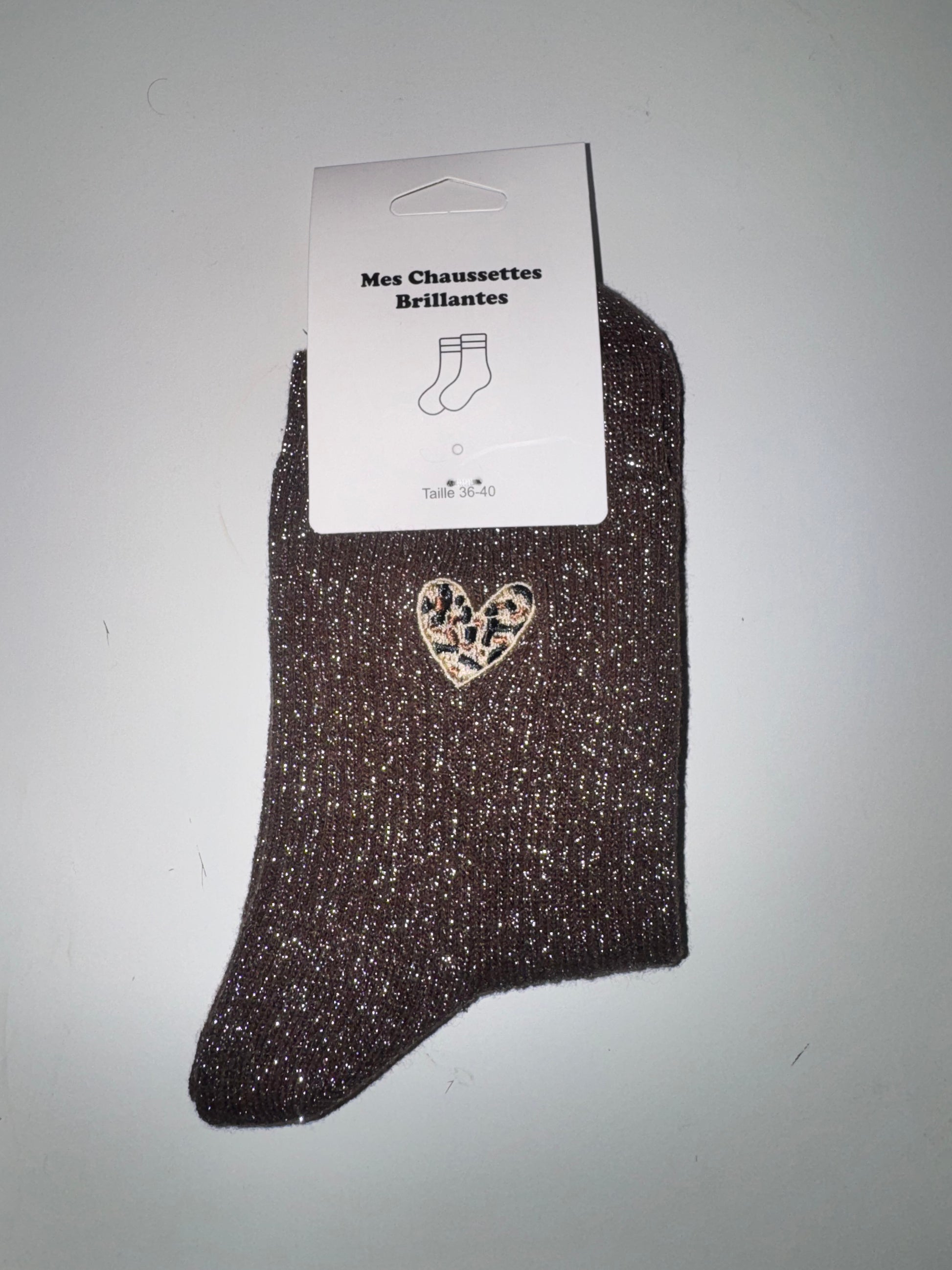 Chaussettes pailletées CŒUR