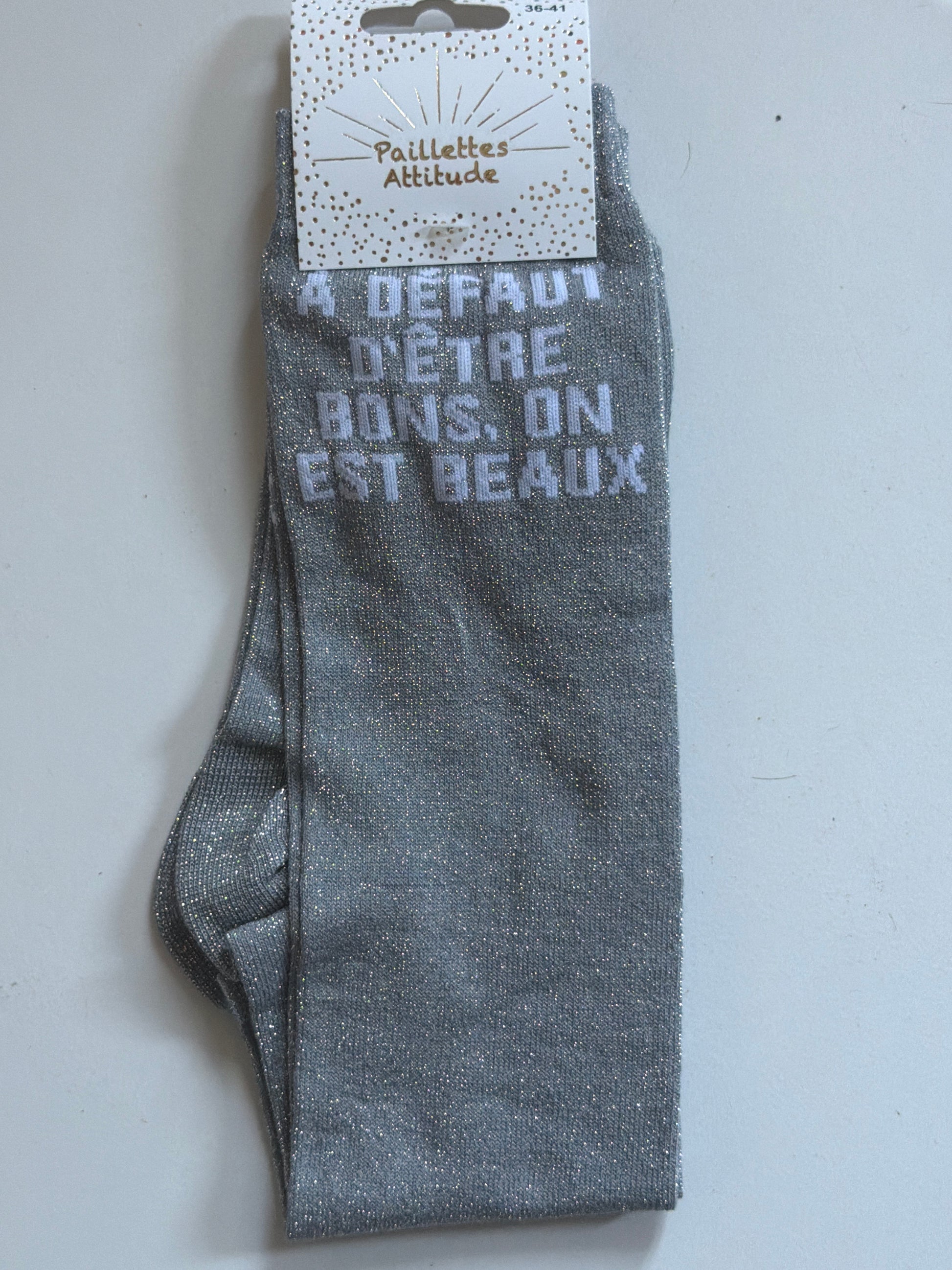 Chaussette pailletée équitation  36-41 À DÉFAUT D’ÊTRE BONS, ON EST BEAUX