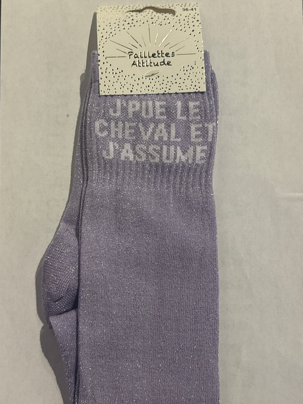chaussette pailletée équitation J’PUE LE CHEVAL ET J’ASSUME 36/41