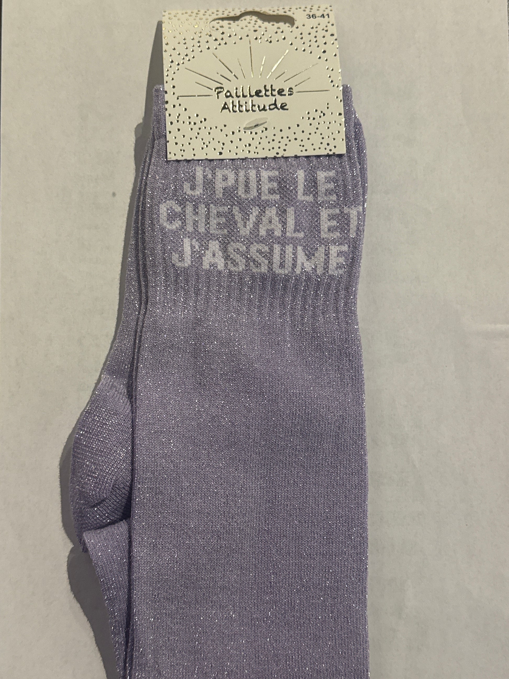 chaussette pailletée équitation J’PUE LE CHEVAL ET J’ASSUME 36/41