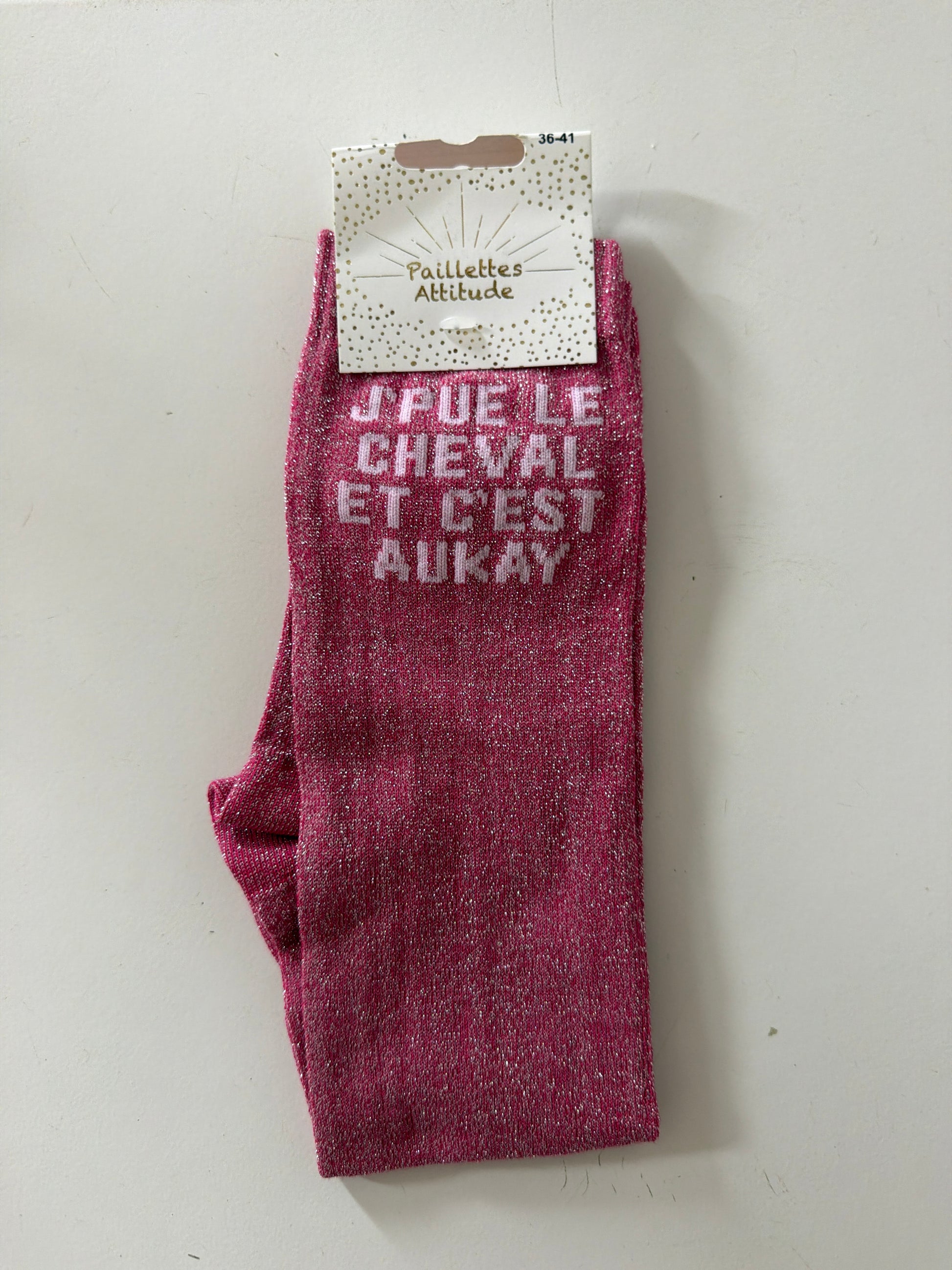 Chaussette équitation pailletée 36-41 J’PUE LE CHEVAL ET C’EST AUKAY