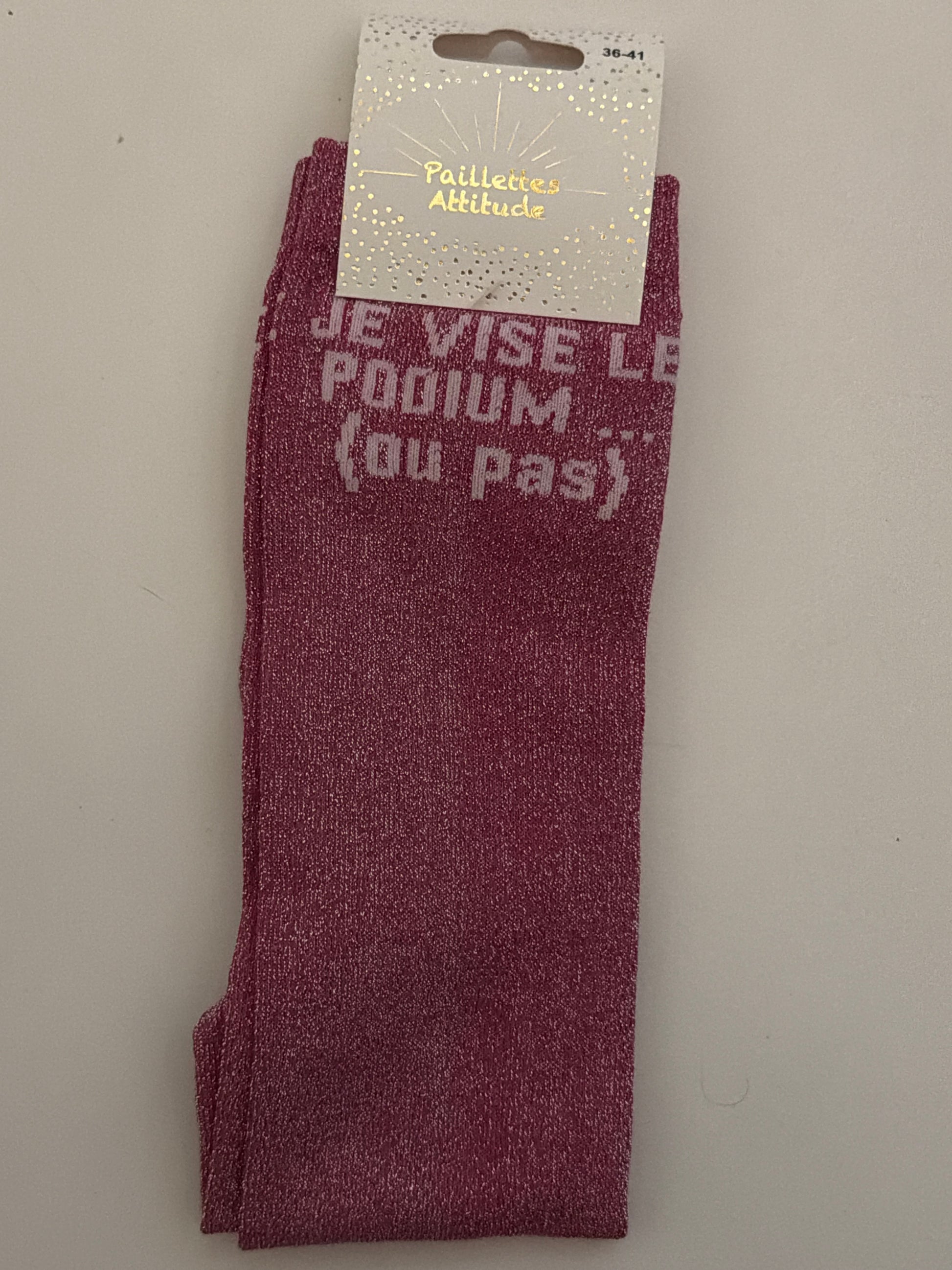 Chaussette pailletée équitation 36-41 JE VISE LE PODIUM … (ou pas)