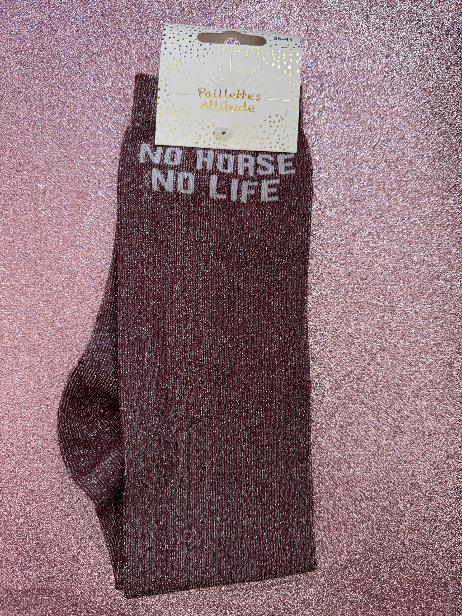 Chaussette pailletée équitation NO HORSE NO LIFE