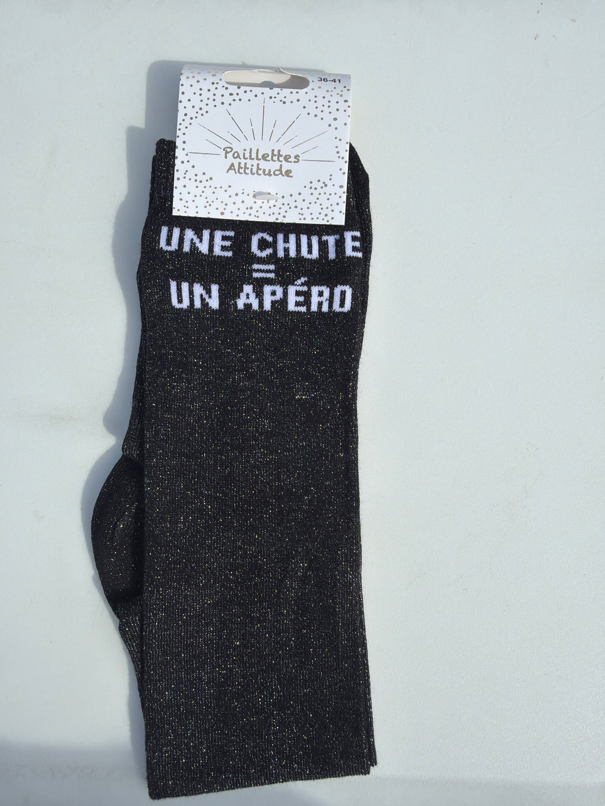 Chaussette pailletée équitation 36-41 UNE CHUTE=UN APÉRO