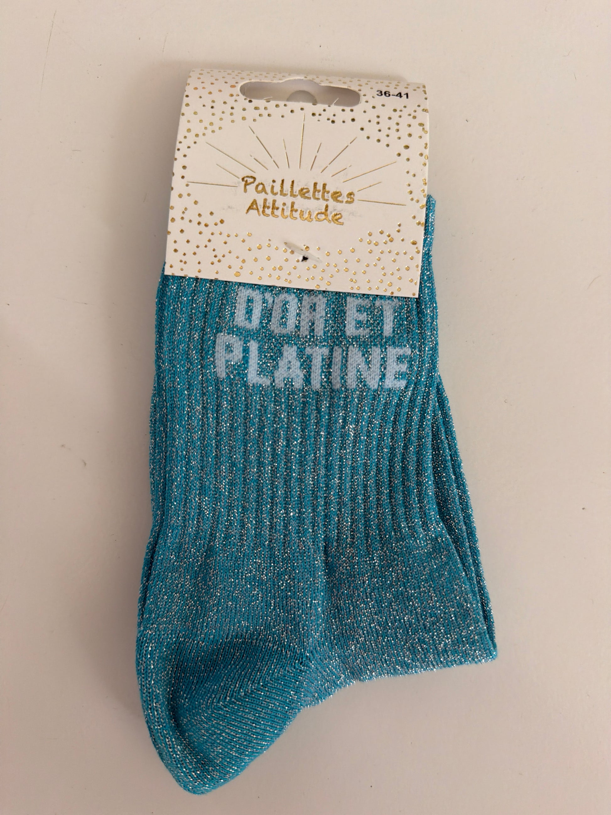 Chaussette de ville pailletée 36-41 D’OR ET PLATINE