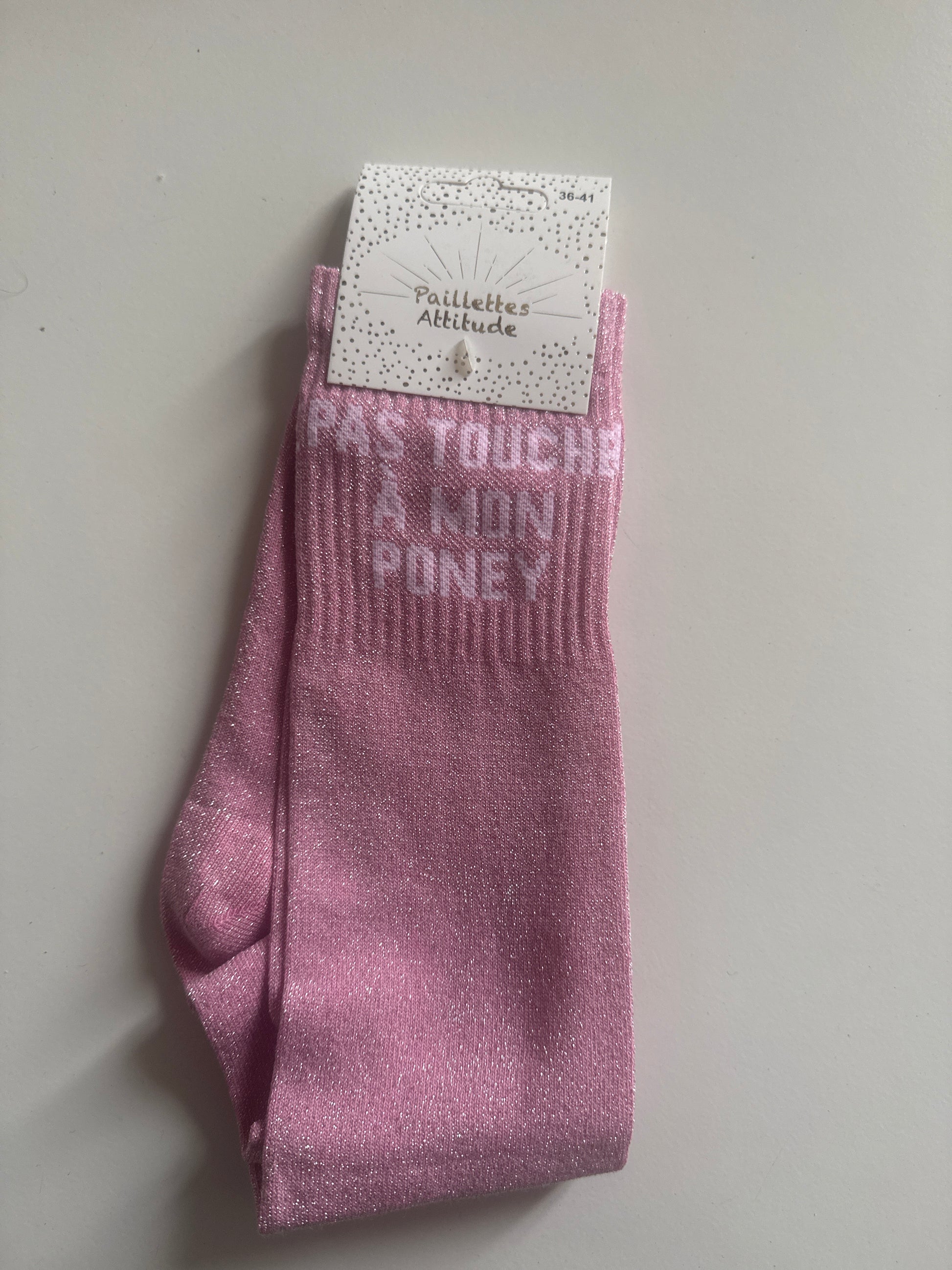 chaussette pailletée PAS TOUCHE À MON PONEY 36/41