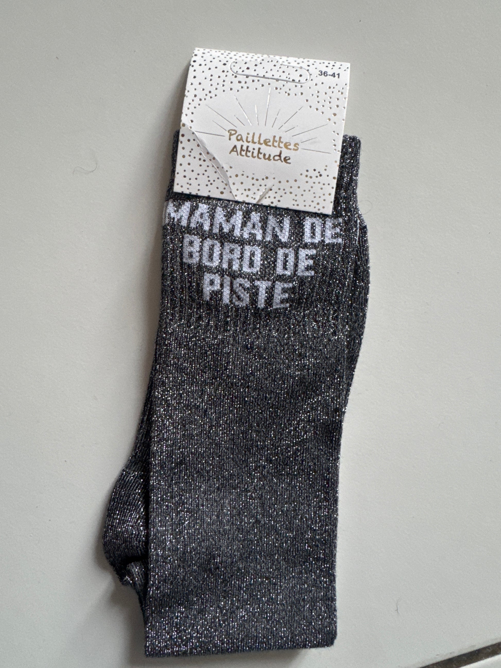 chaussette pailletée MAMAN DE BORD DE PISTE 36/41