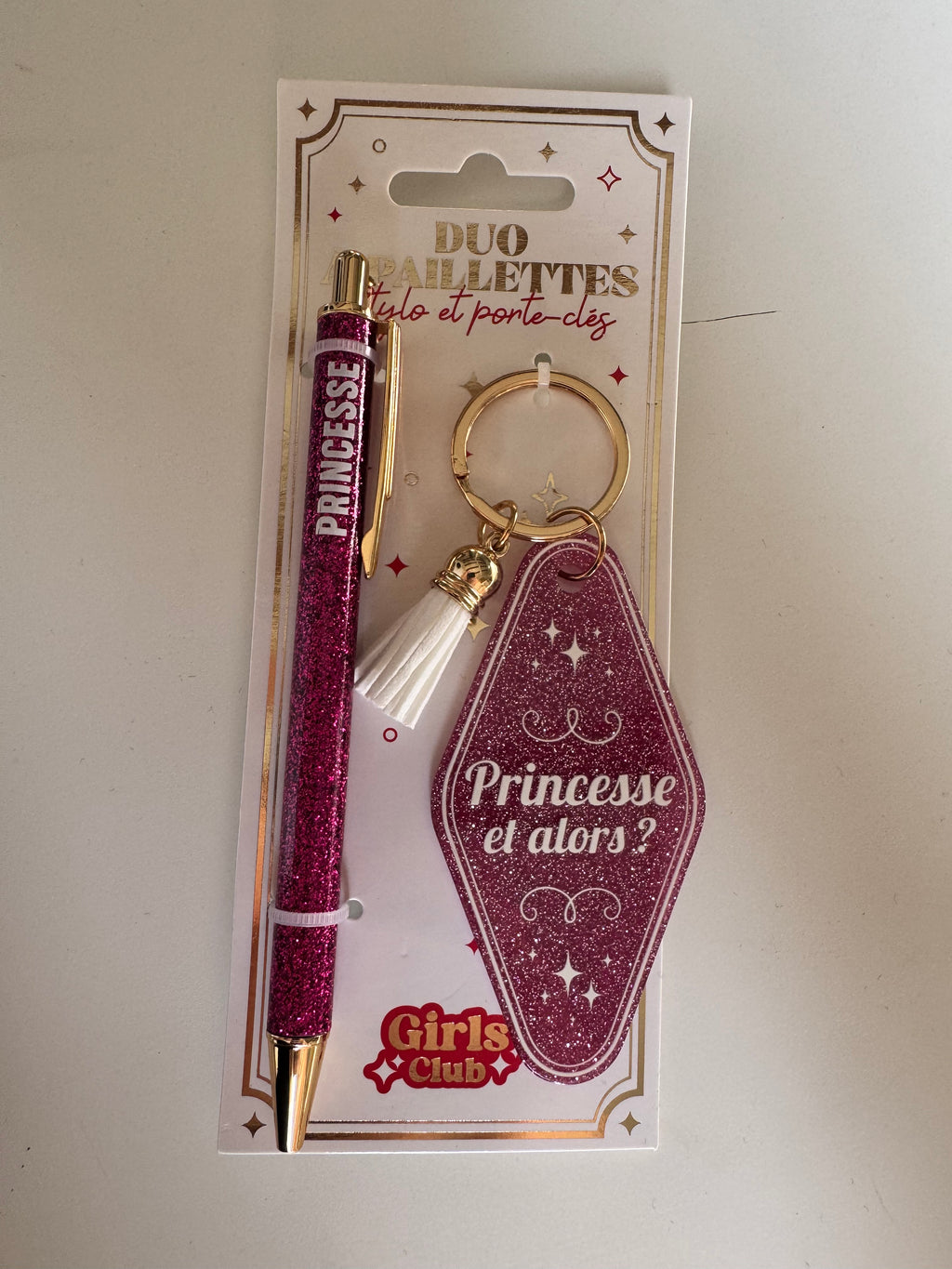 ✨ Duo Paillettes – Stylo & Porte-Clés ✨