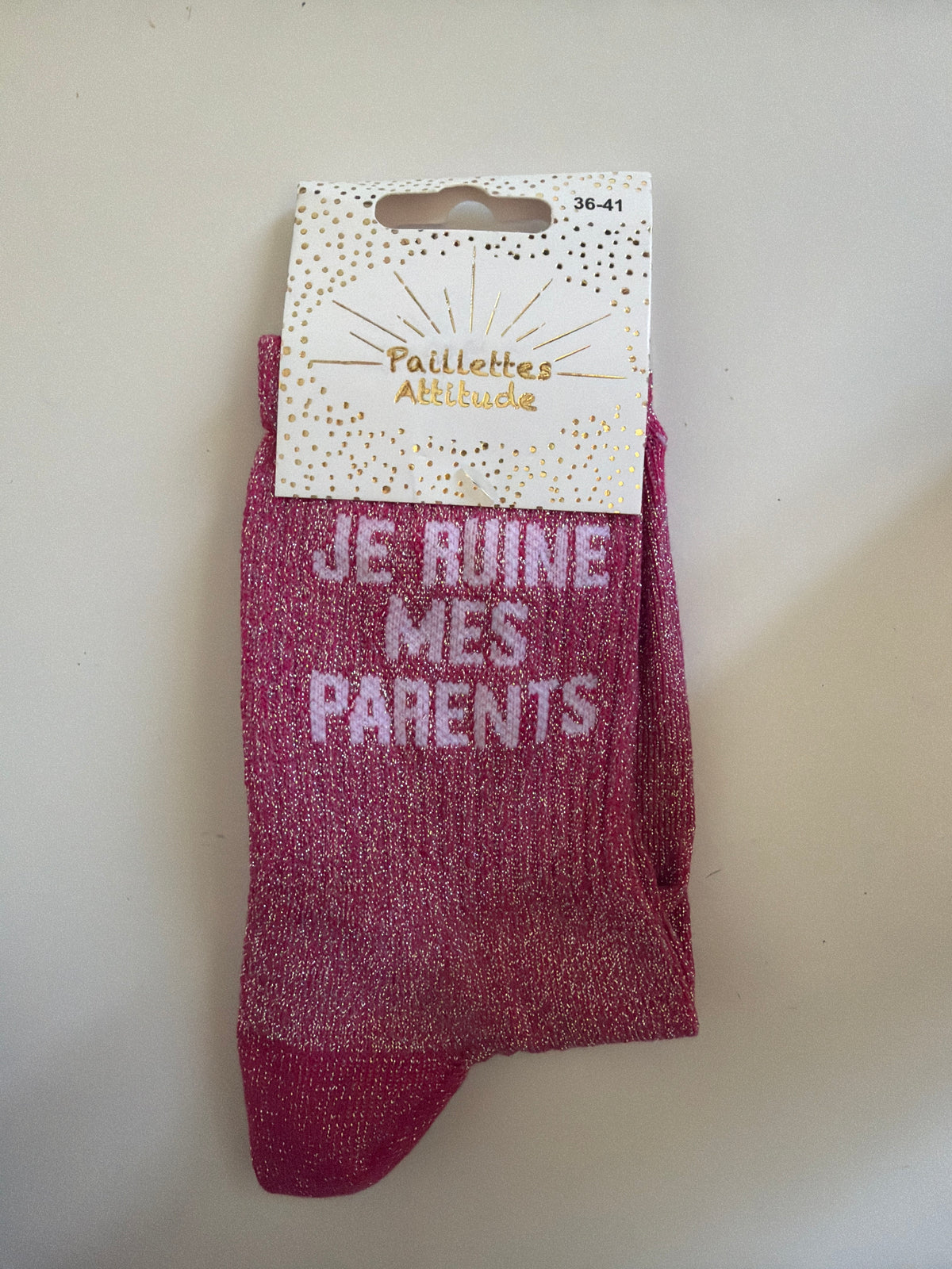 Chaussette de ville pailletée 36-41 JE RUINE MES PARENTS