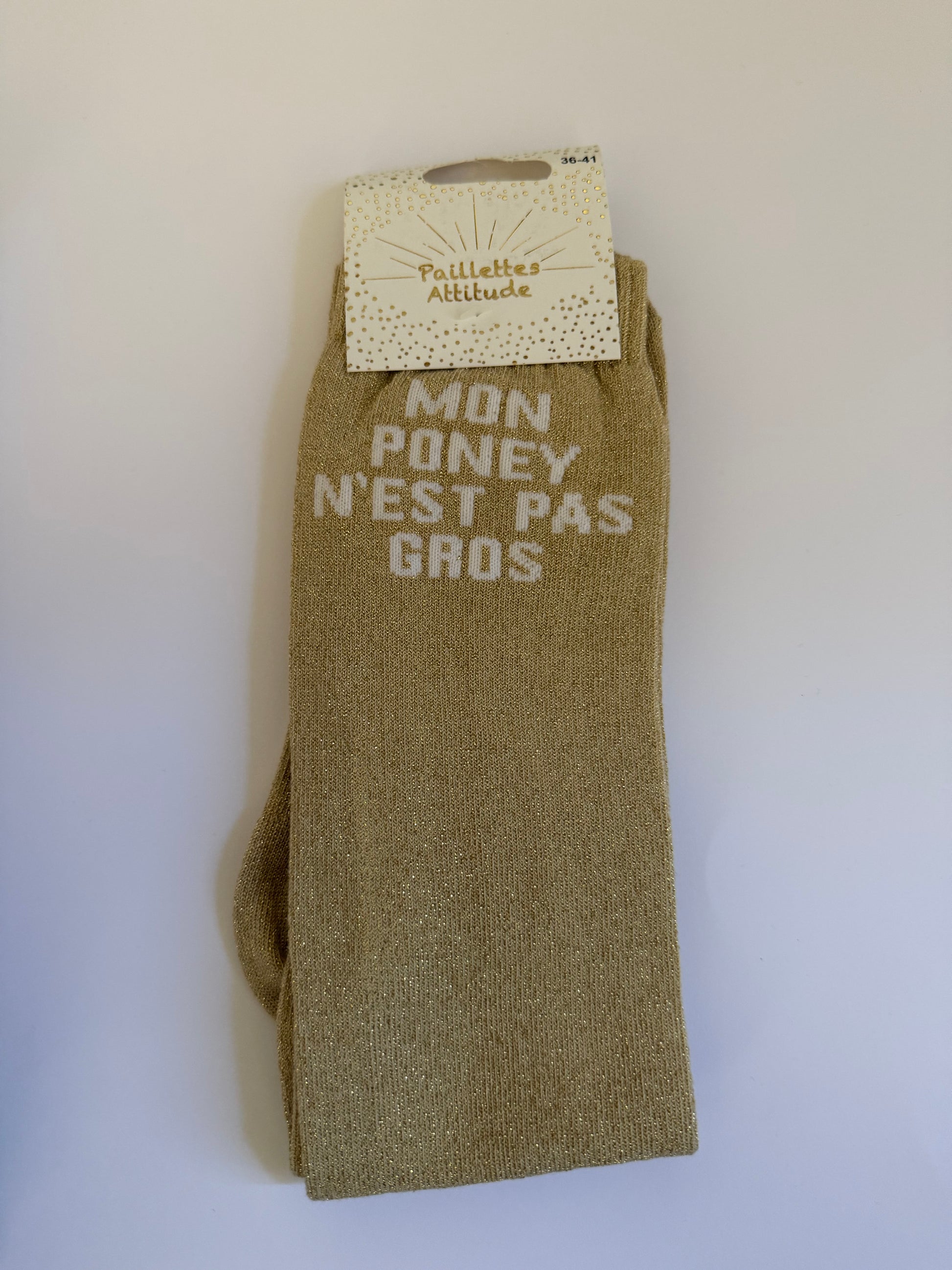 Chaussette pailletée équitation 36-41 MON PONEY N’EST PAS GROS