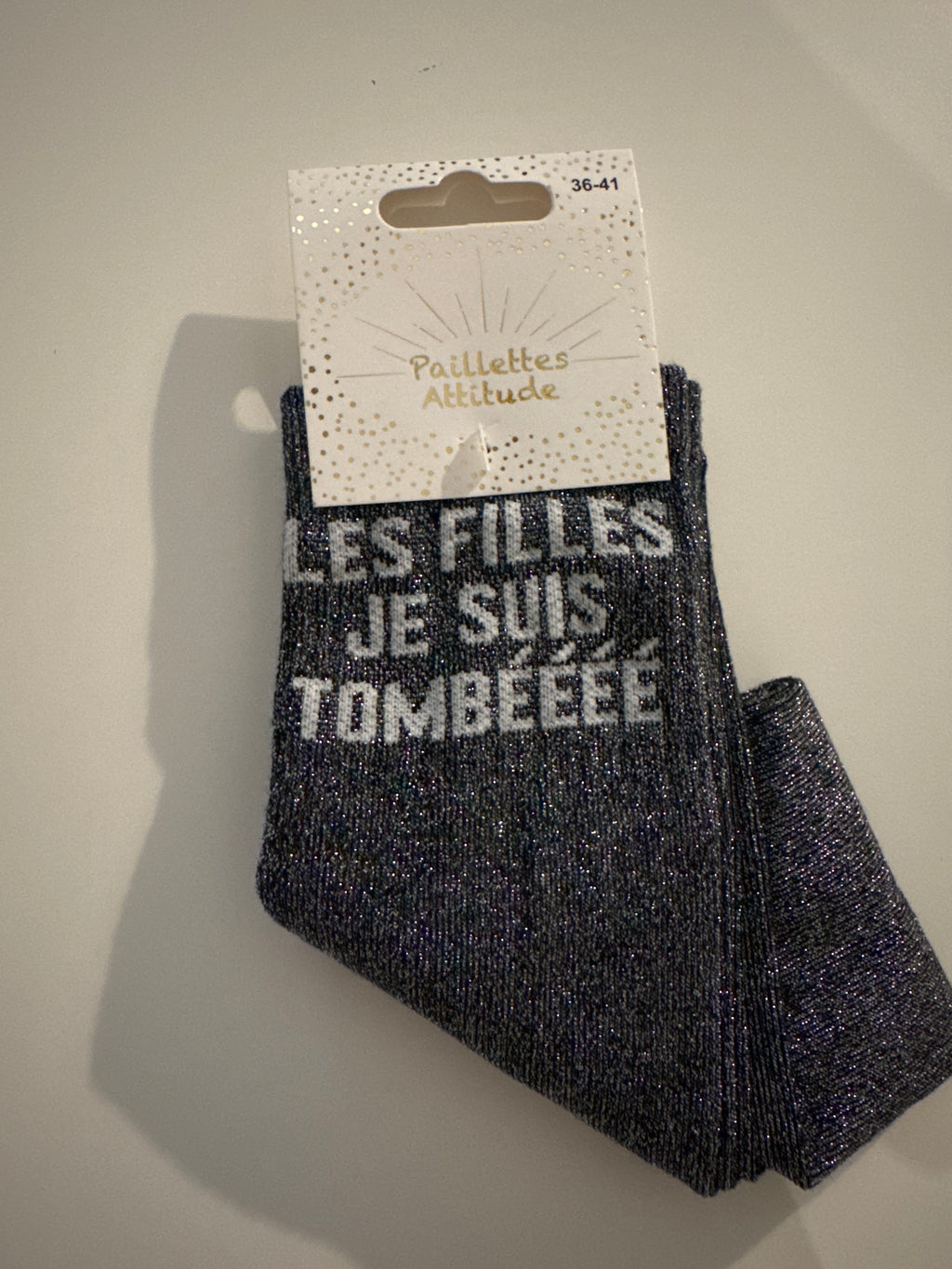 Chaussette pailletée équitation LES FILLES JE SUIS TOMBÉÉÉÉ 36/41