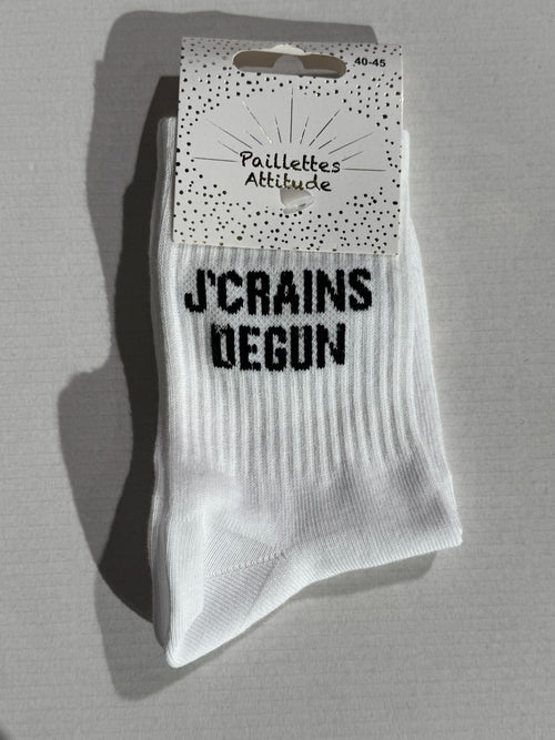 Chaussettes Blanc « J’crains Degun »