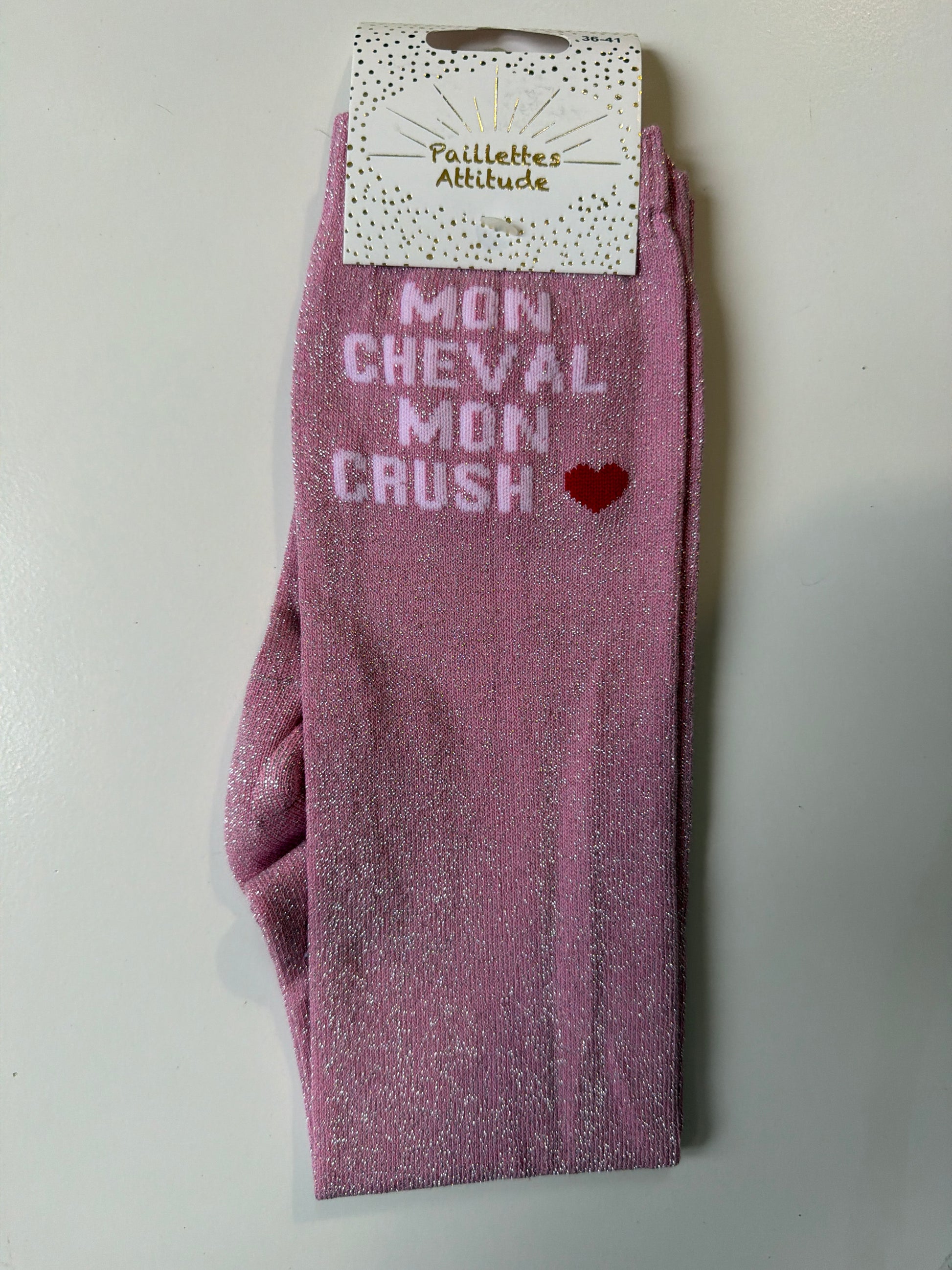 chaussette pailletée équitation 36-41 MON CHEVAL MON CRUSH ❤️