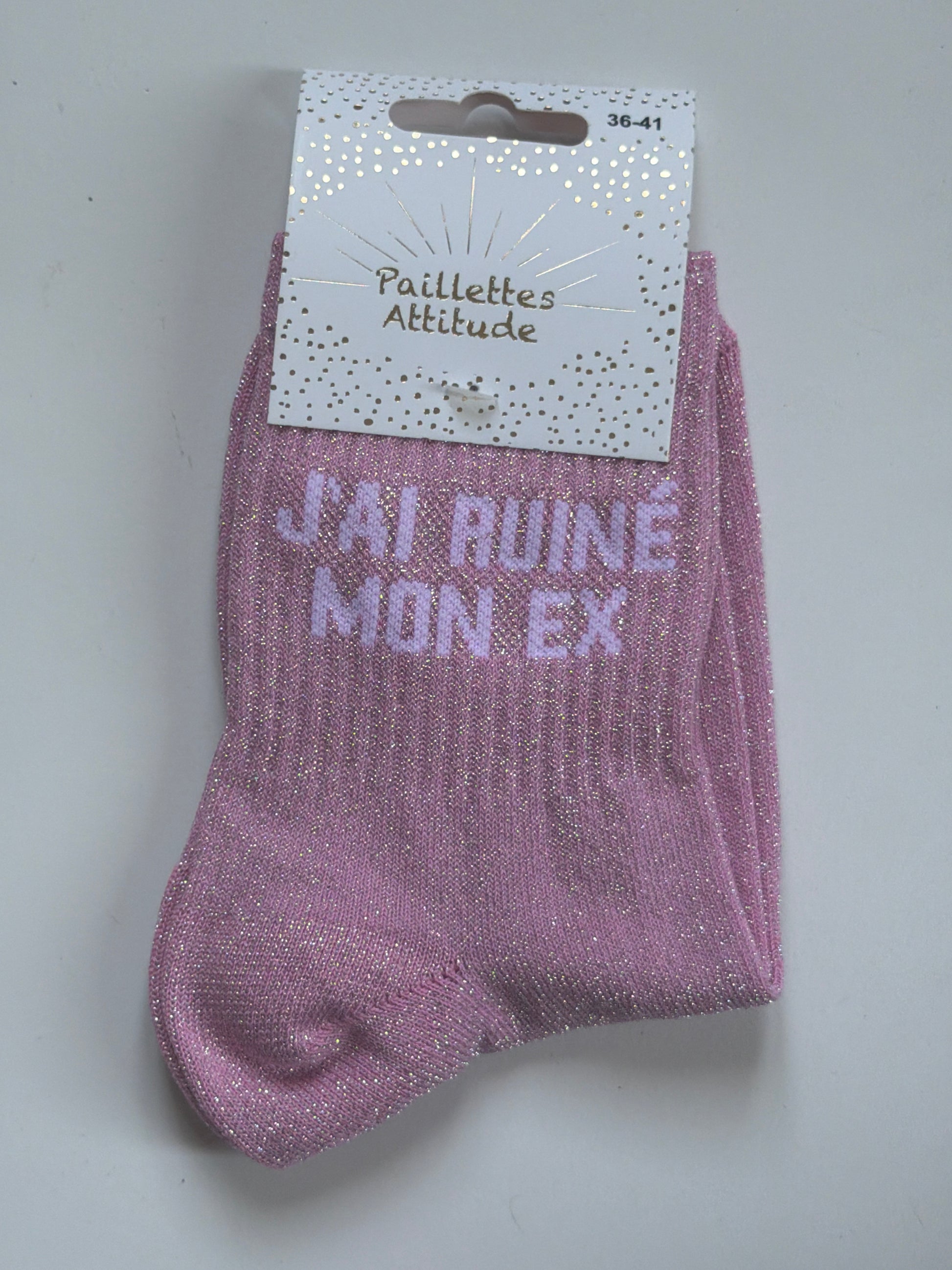 Chaussette pailletée de ville 36-41 J’AI RUINÉ MON EX
