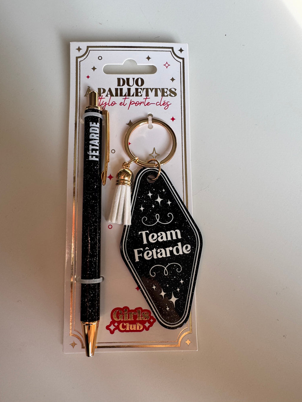 ✨ Duo Paillettes – Stylo & Porte-Clés ✨