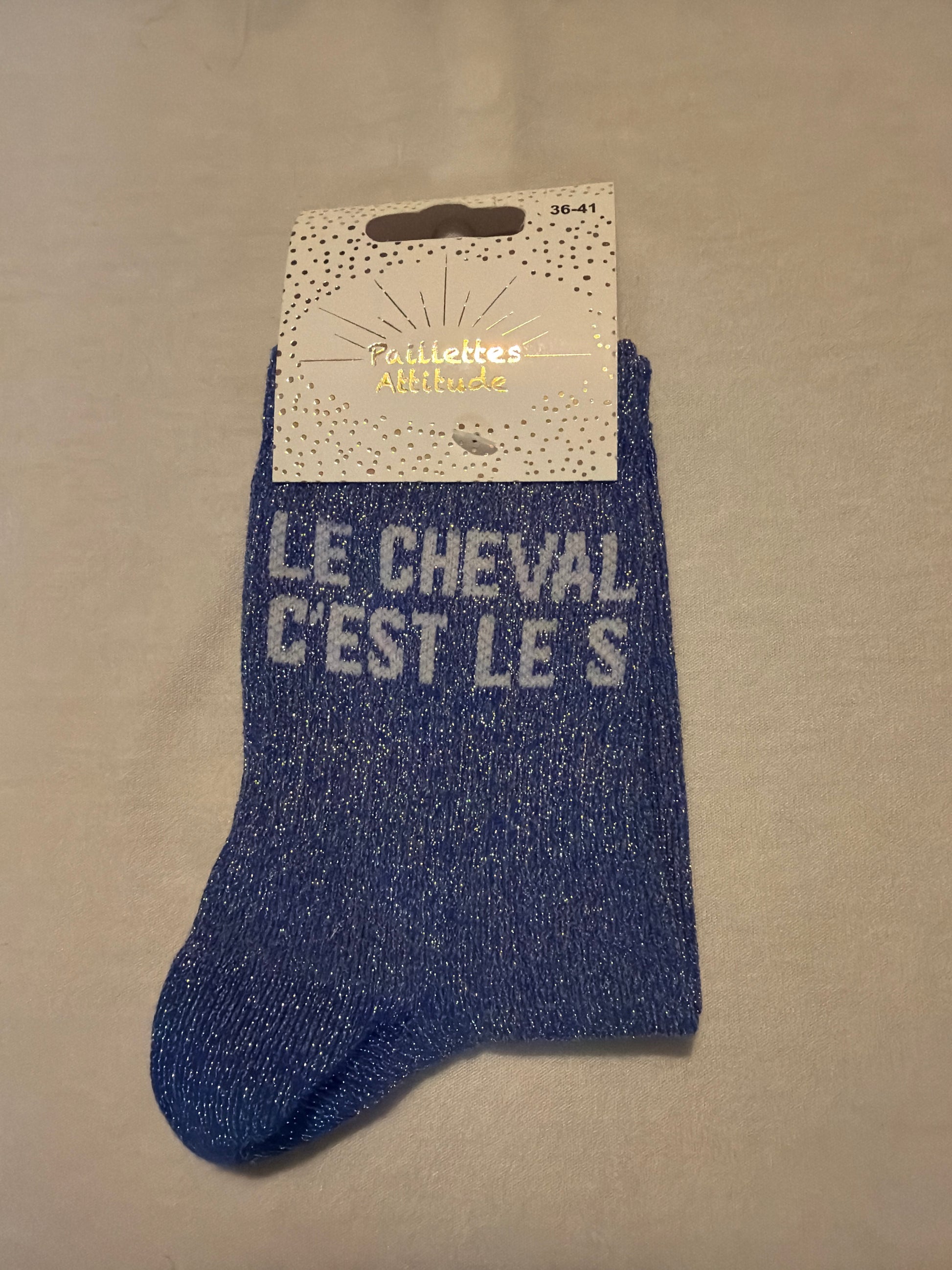 Chaussette pailletée 36-41 LE CHEVAL C’EST LE S