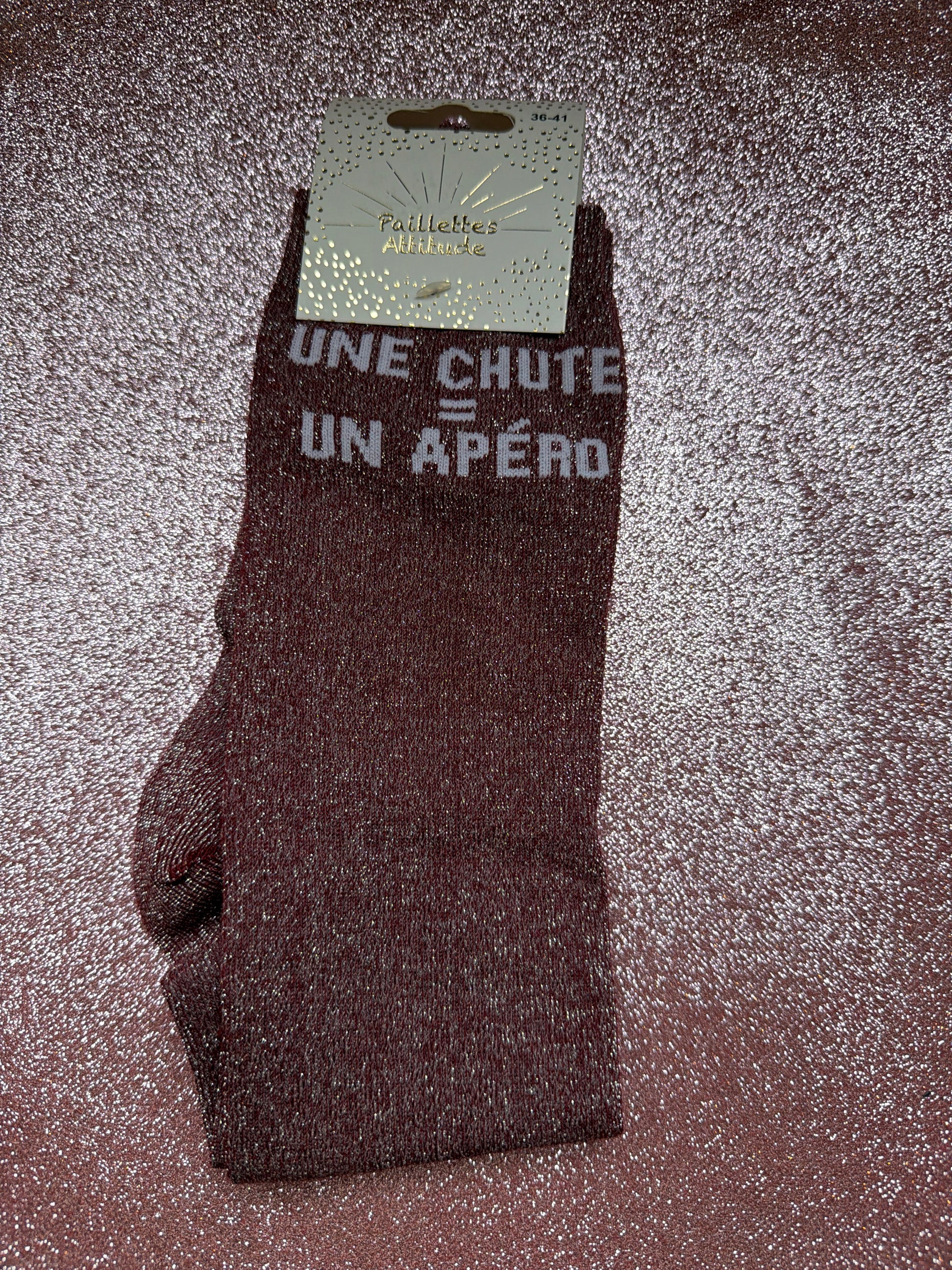 chaussette pailletée UNE CHUTE=UN APÉRO 36/41