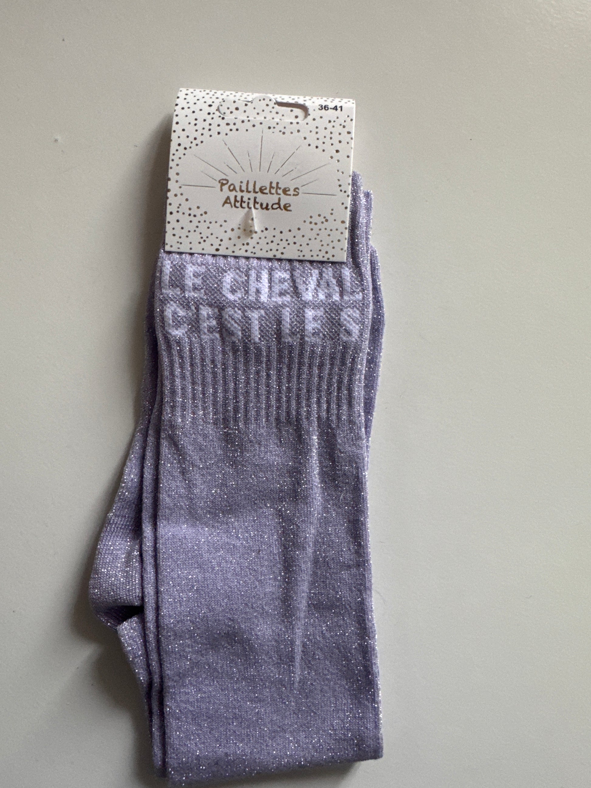 chaussette pailletée LE CHEVAL C’EST LE S 36/41