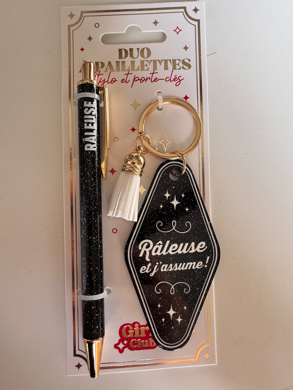 ✨ Duo Paillettes – Stylo & Porte-Clés ✨