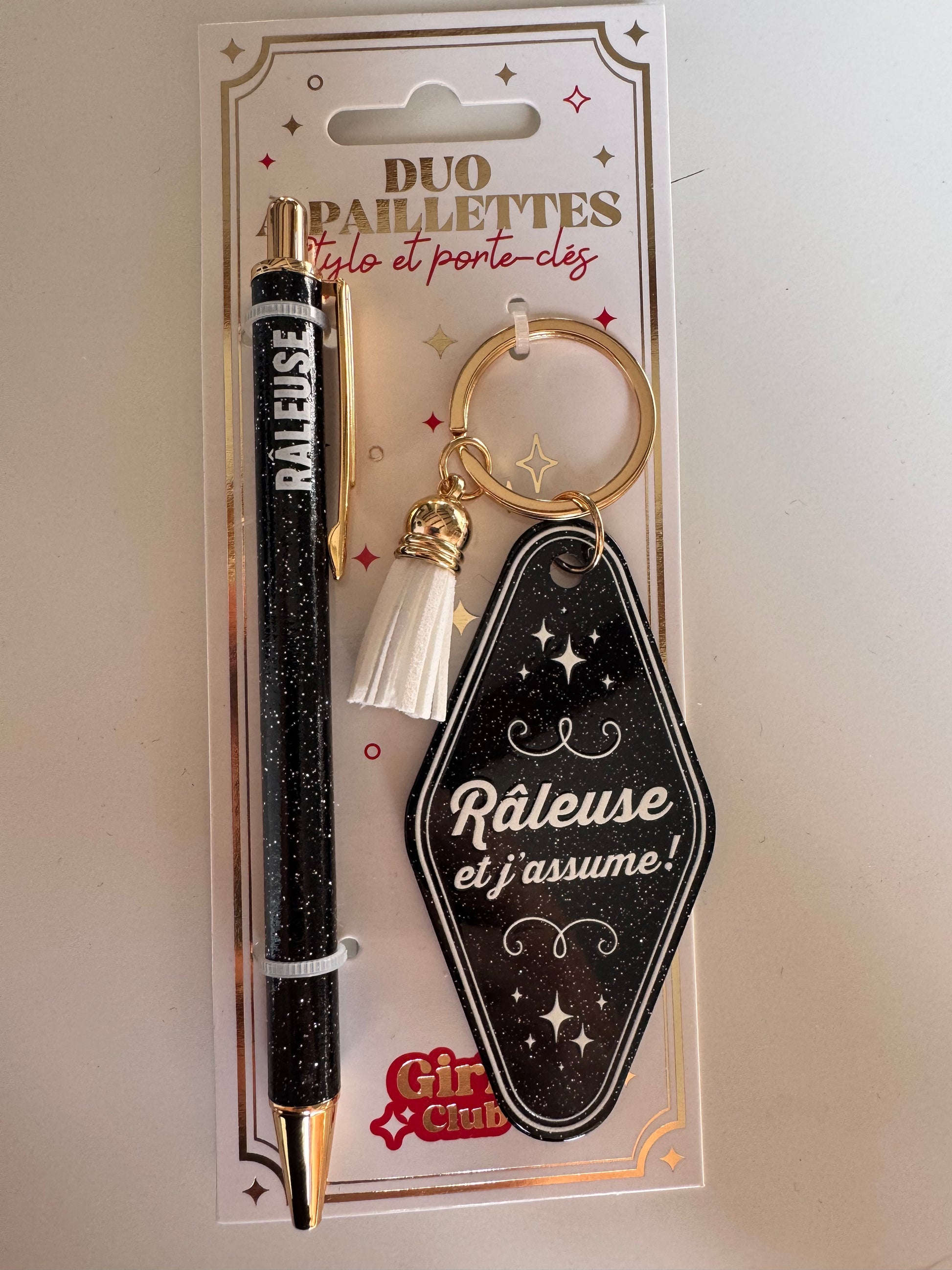 ✨ Duo Paillettes – Stylo & Porte-Clés ✨
