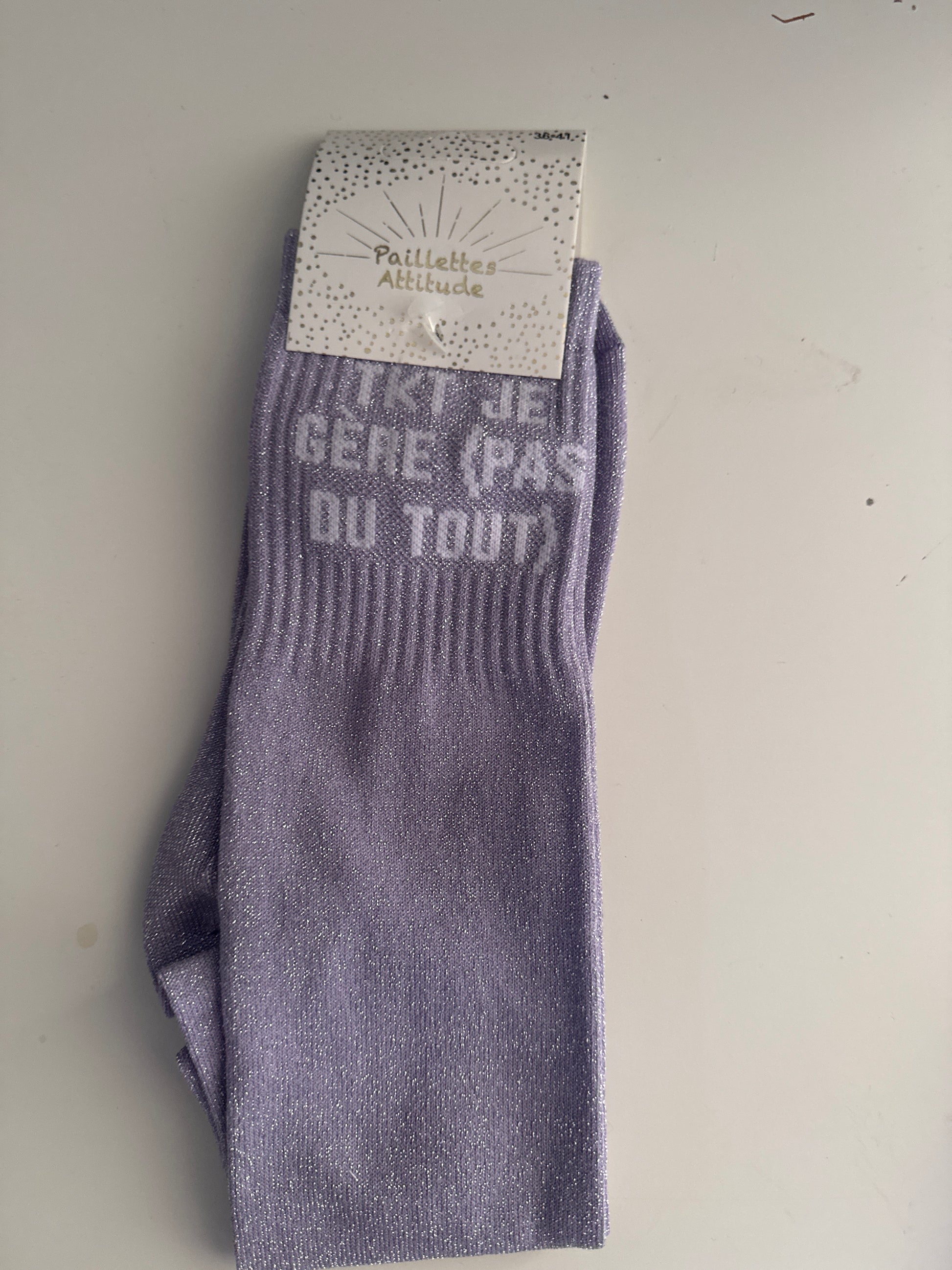 Chaussettes pailletées équitation – “TKT je gère (pas du tout)”