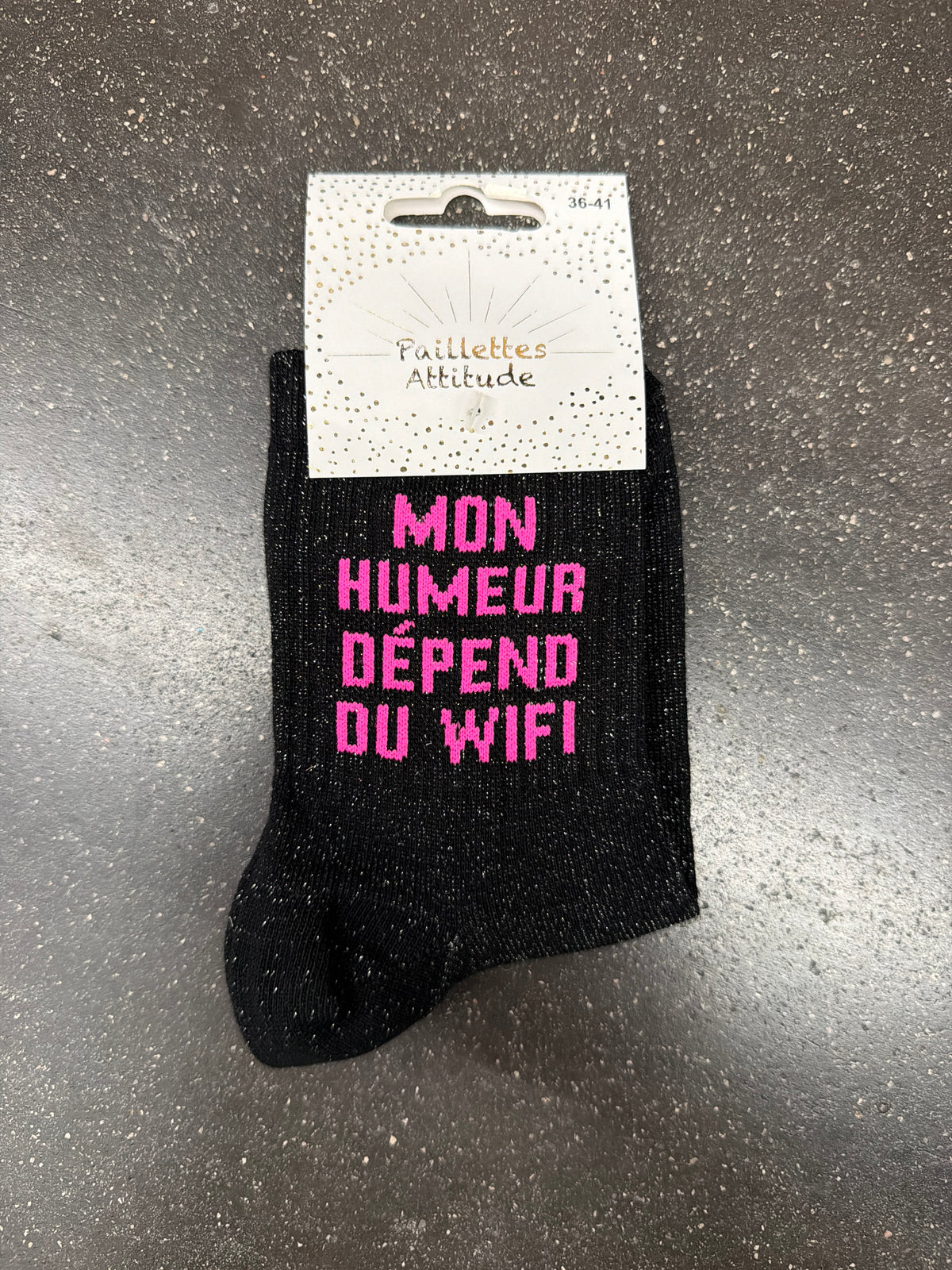 Chaussette de ville pailletée 36-41 MON HUMEUR DÉPEND DU WIFI