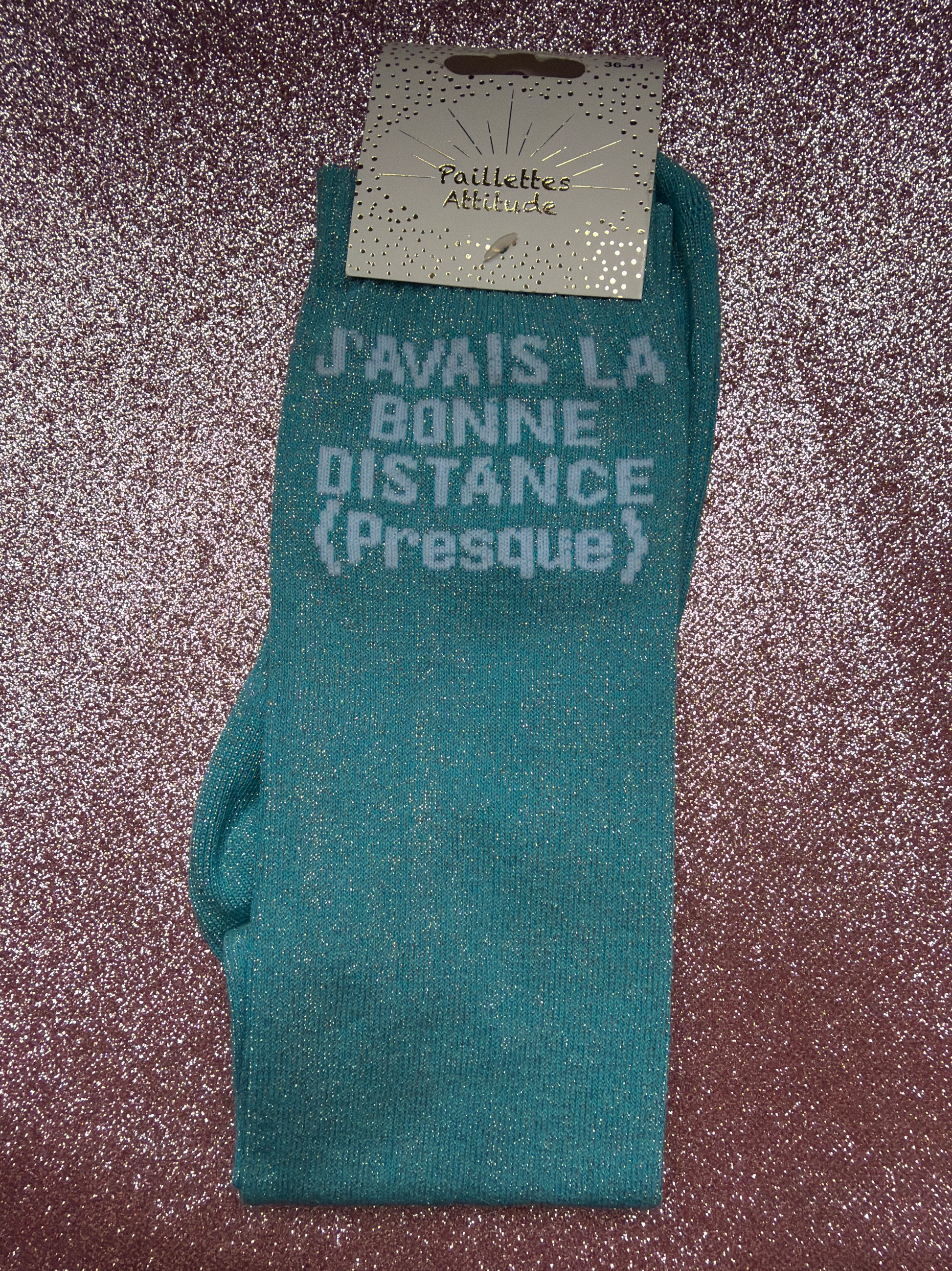 Chaussette pailletée équitation 36-41  J’AVAIS LA BONNE DISTANCE (PRESQUE) 