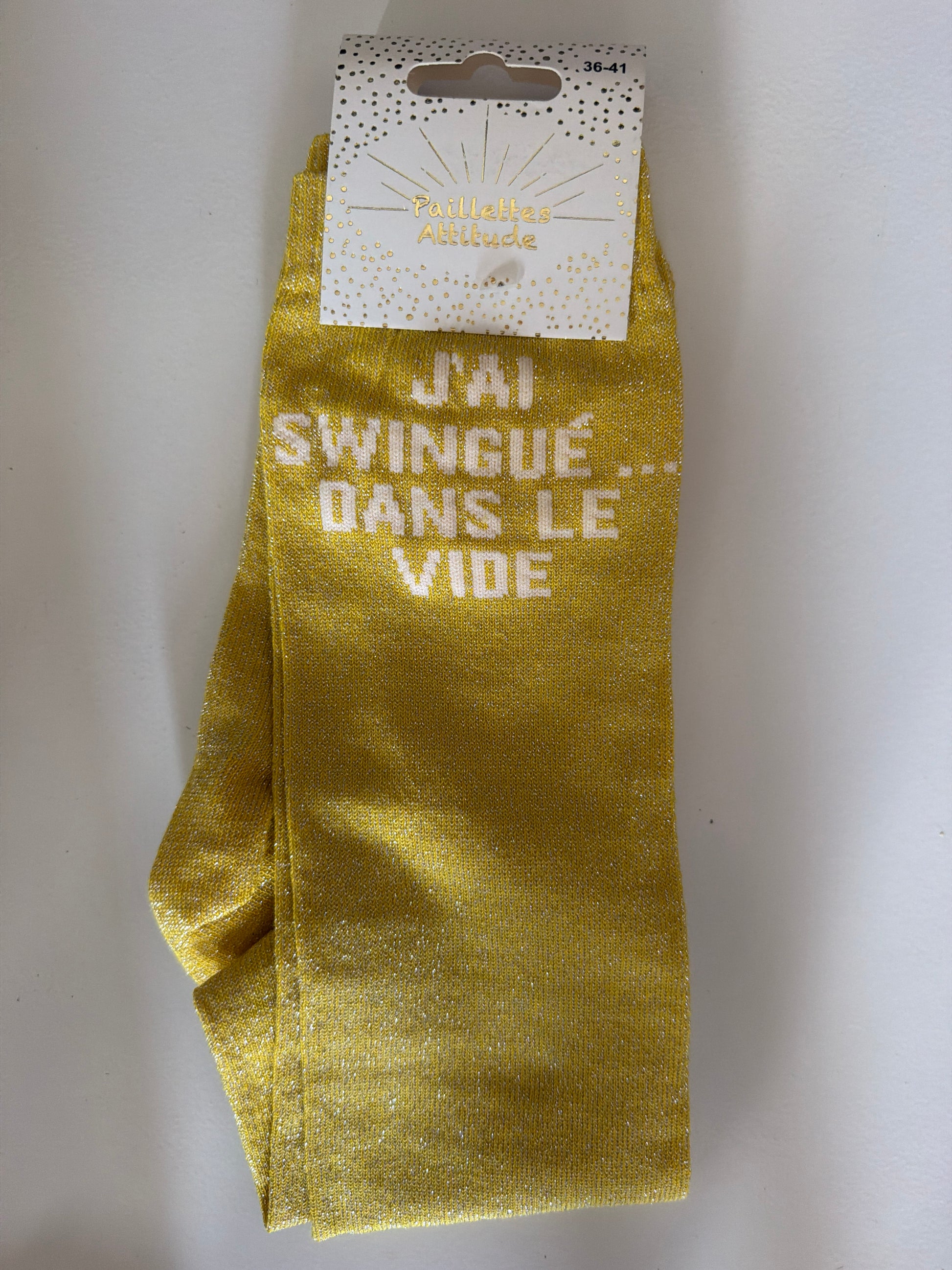 Chaussette équitation pailletée 36-41 J’AI SWINGUÉ … DANS LE VIDE
