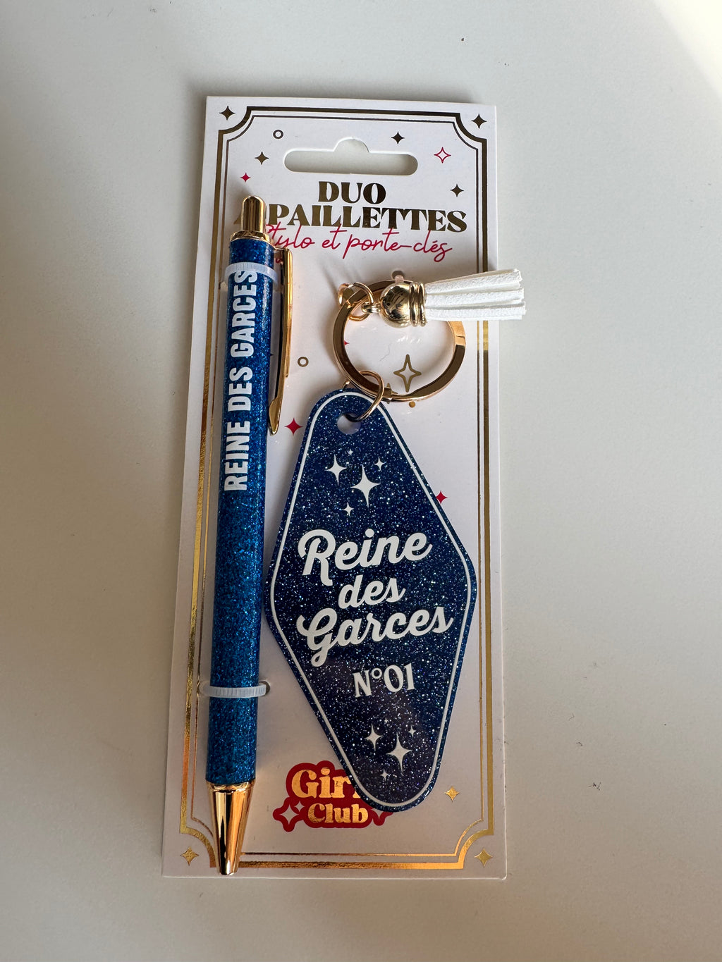 ✨ Duo Paillettes – Stylo & Porte-Clés ✨