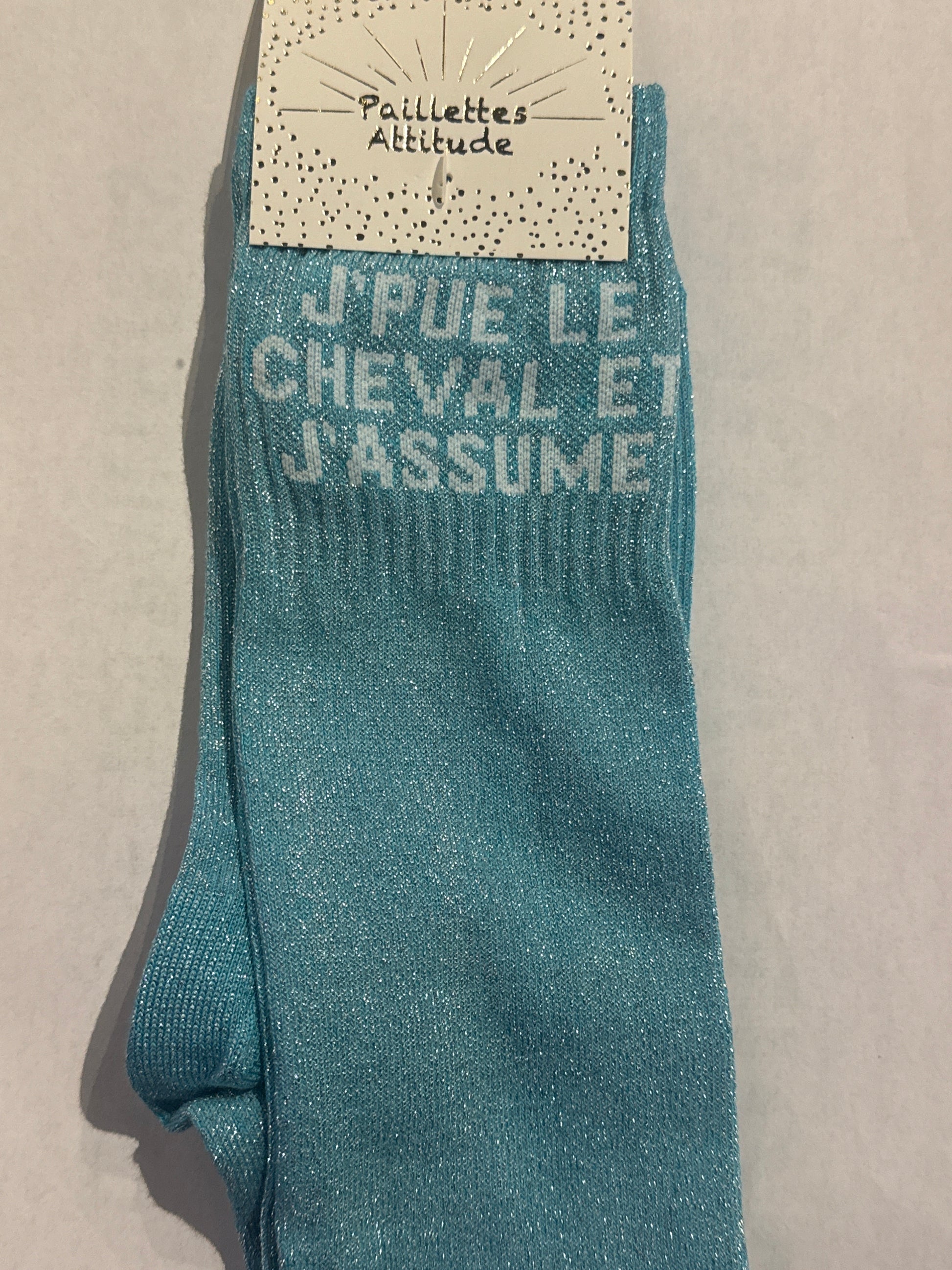 chaussette pailletée équitation J’PUE LE CHEVAL ET J’ASSUME 36/41