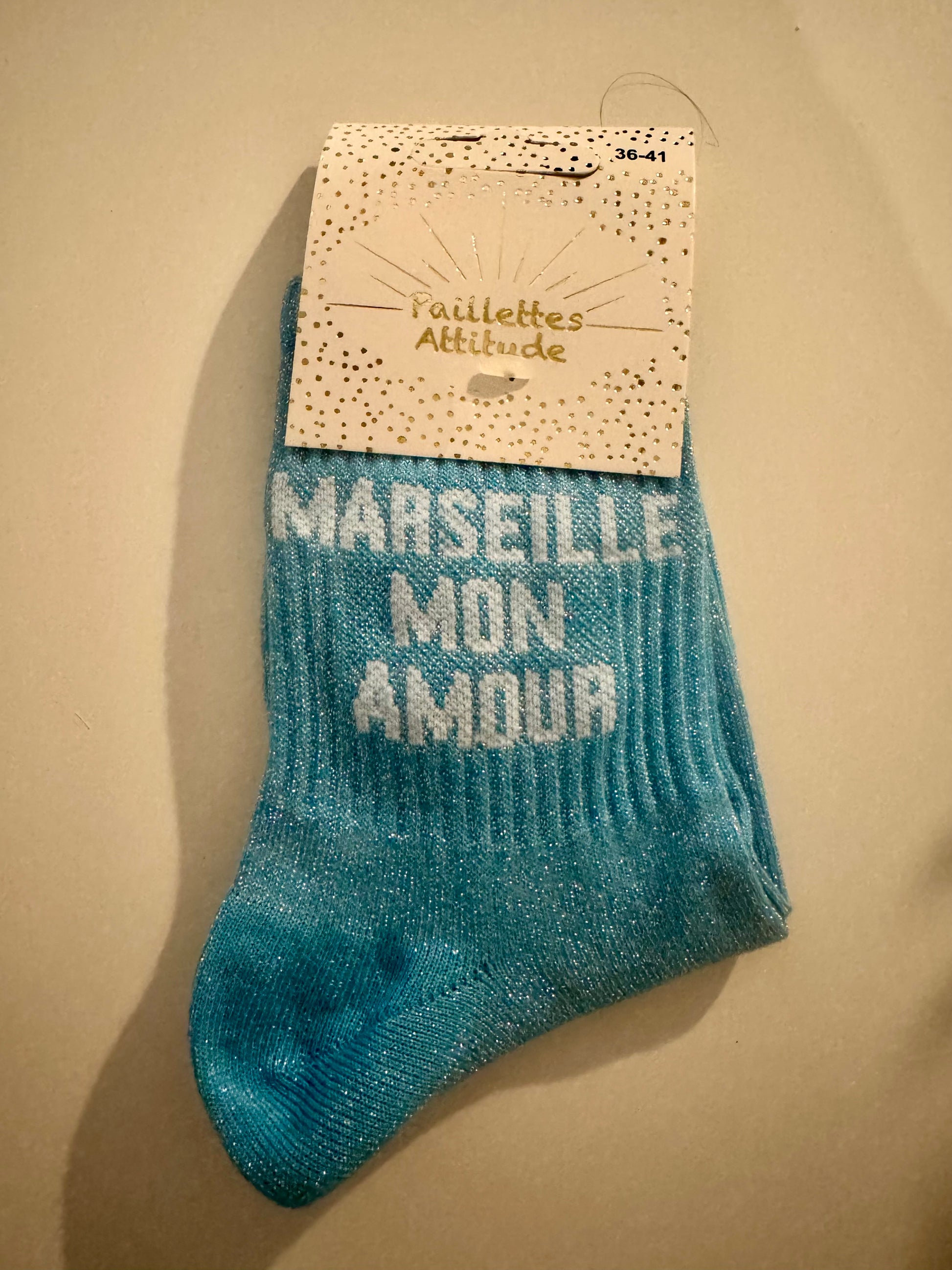 Chaussette pailletée MARSEILLE MON AMOUR 36/41