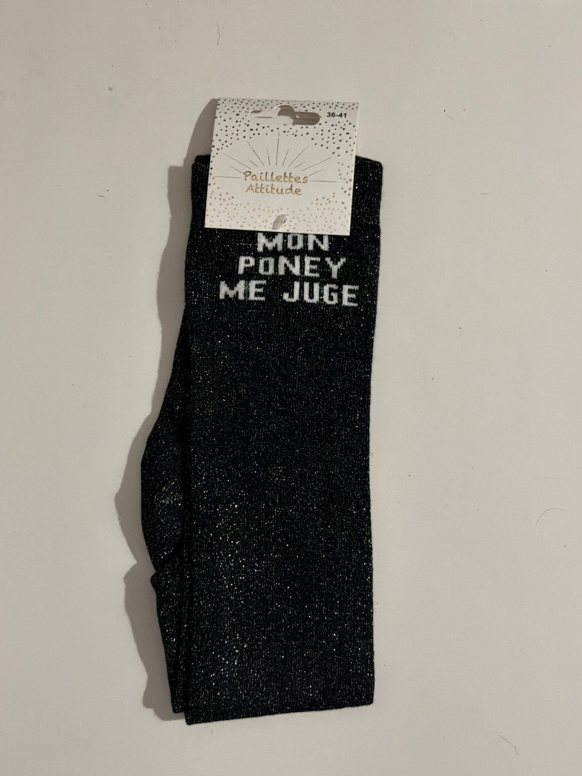 Chaussette équitation pailletée 36-41 MON PONEY ME JUGE