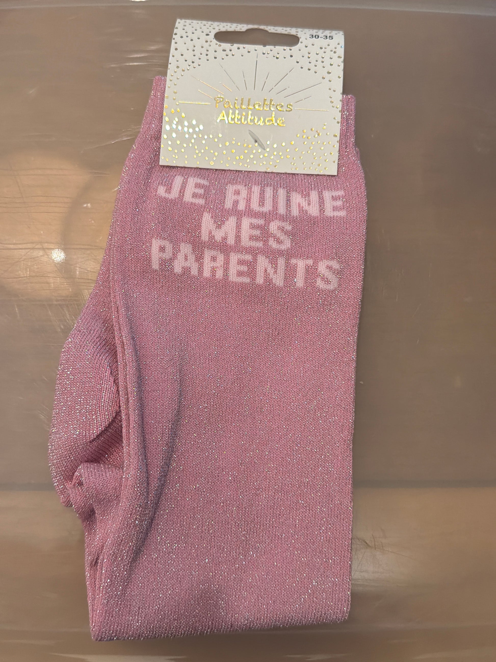 Chaussette pailletée JE RUINE MES PARENTS 30/35