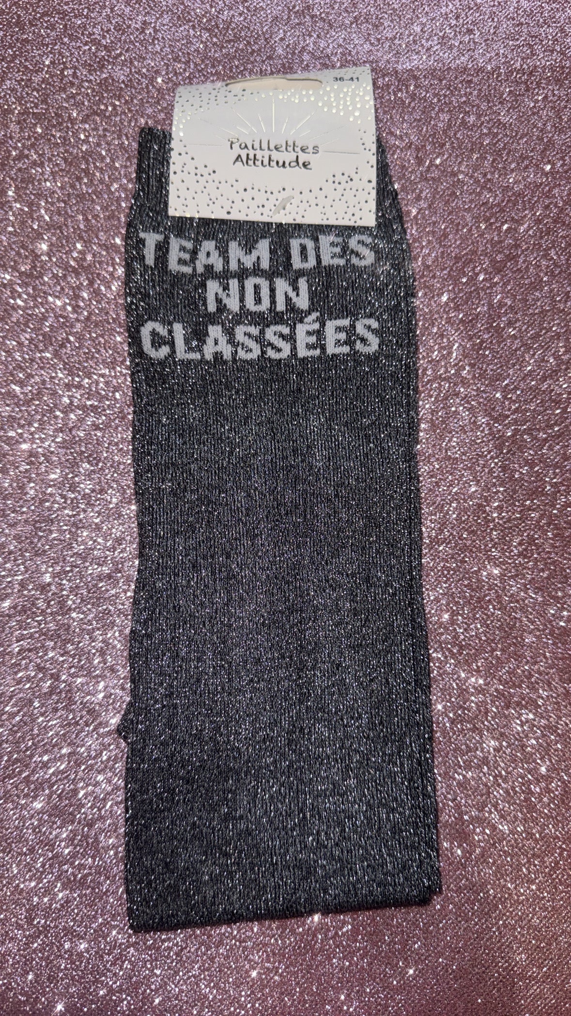 chaussette d’équitation pailletée «TEAM DES NON CLASSÉS » 36/41