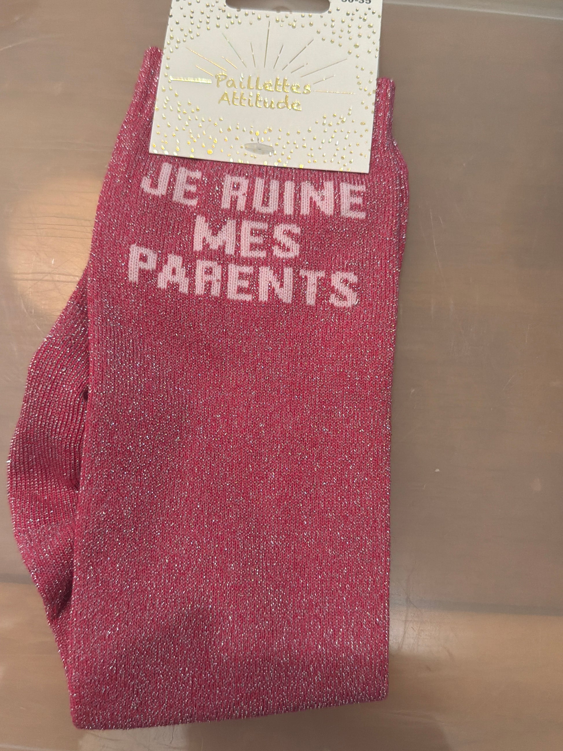 Chaussette pailletée JE RUINE MES PARENTS 30/35