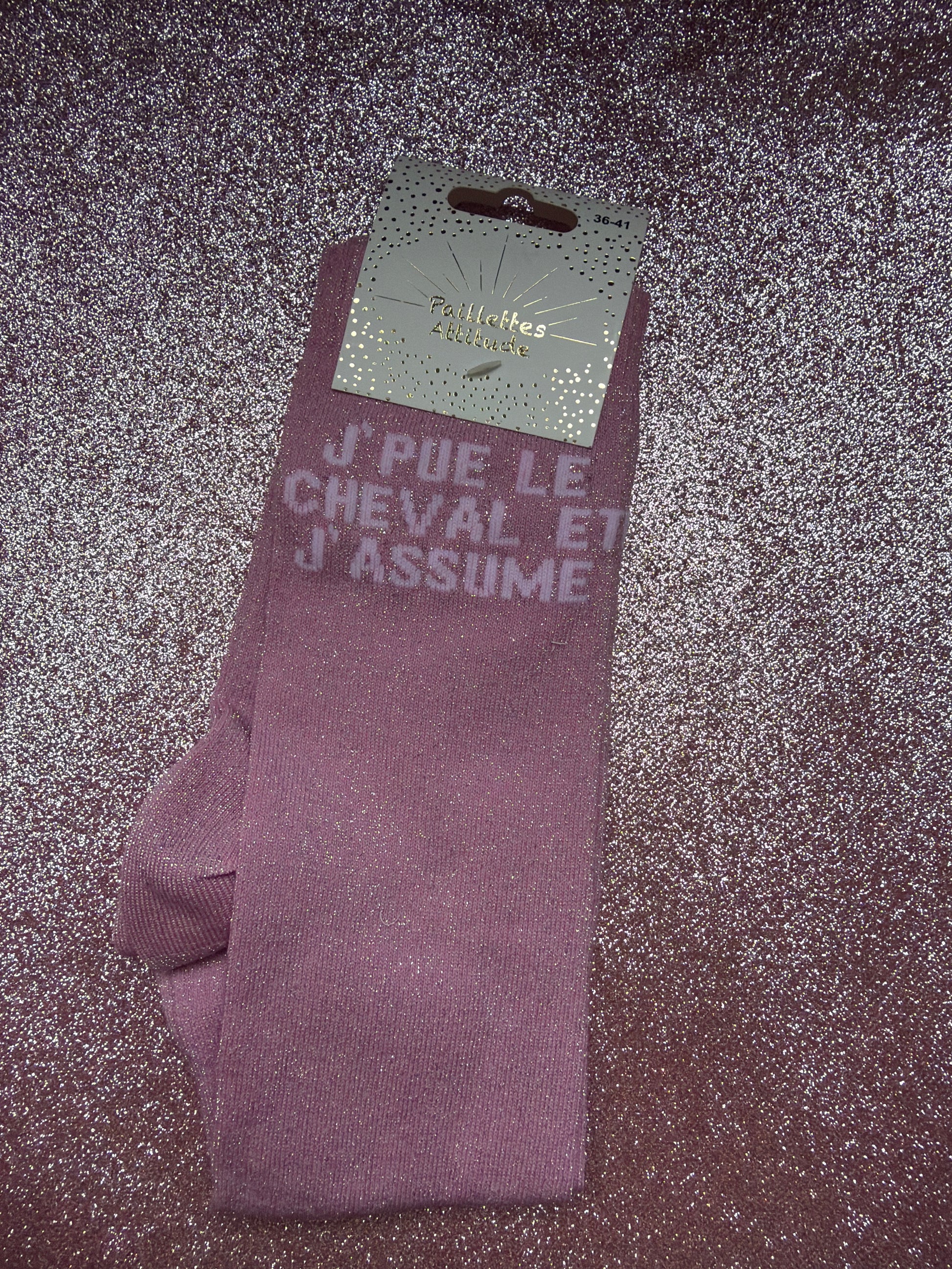 chaussette pailletée équitation J’PUE LE CHEVAL ET J’ASSUME 36/41