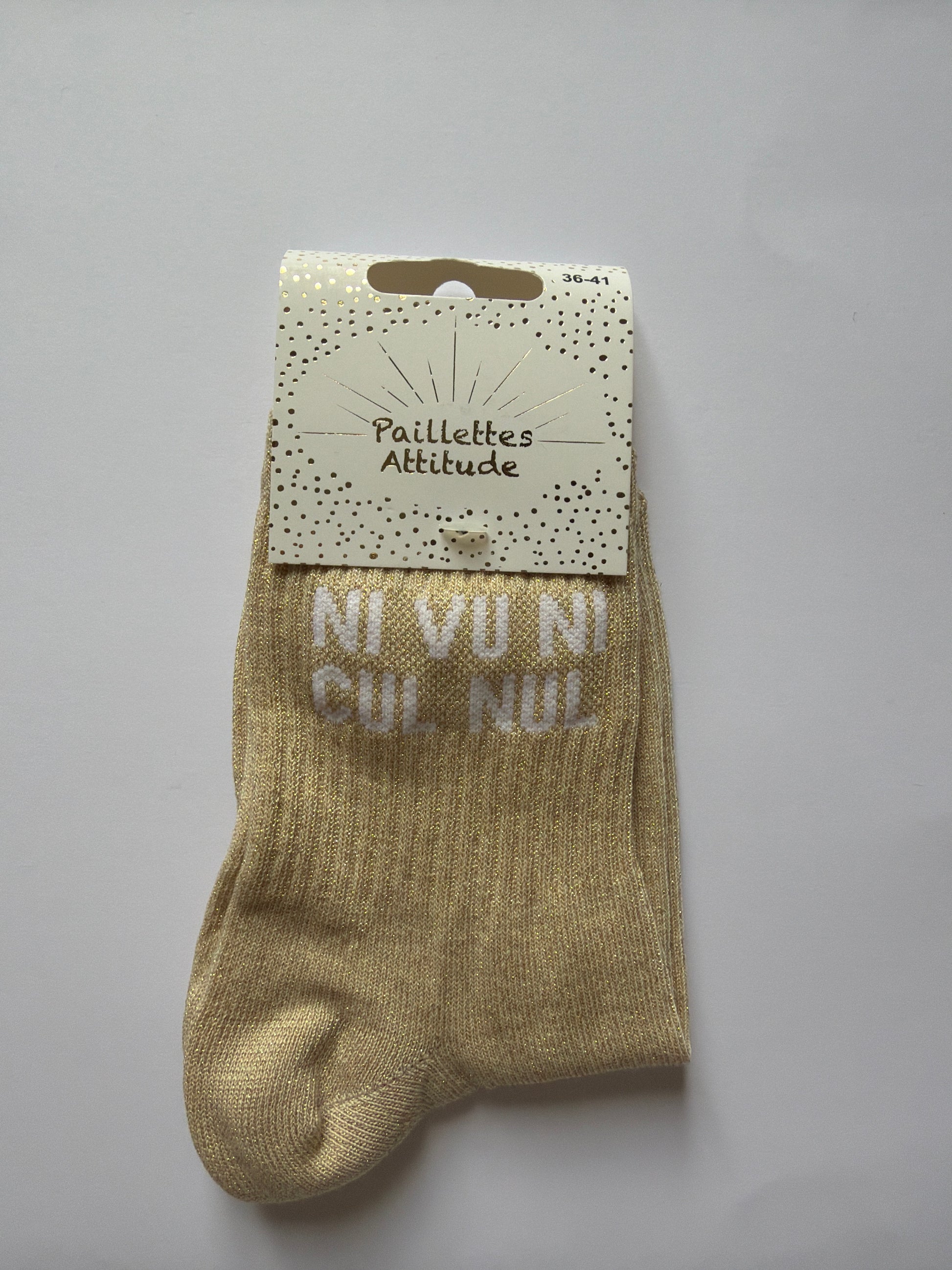 Chaussette de ville pailletée 36-41 NI VU NI CUL NU