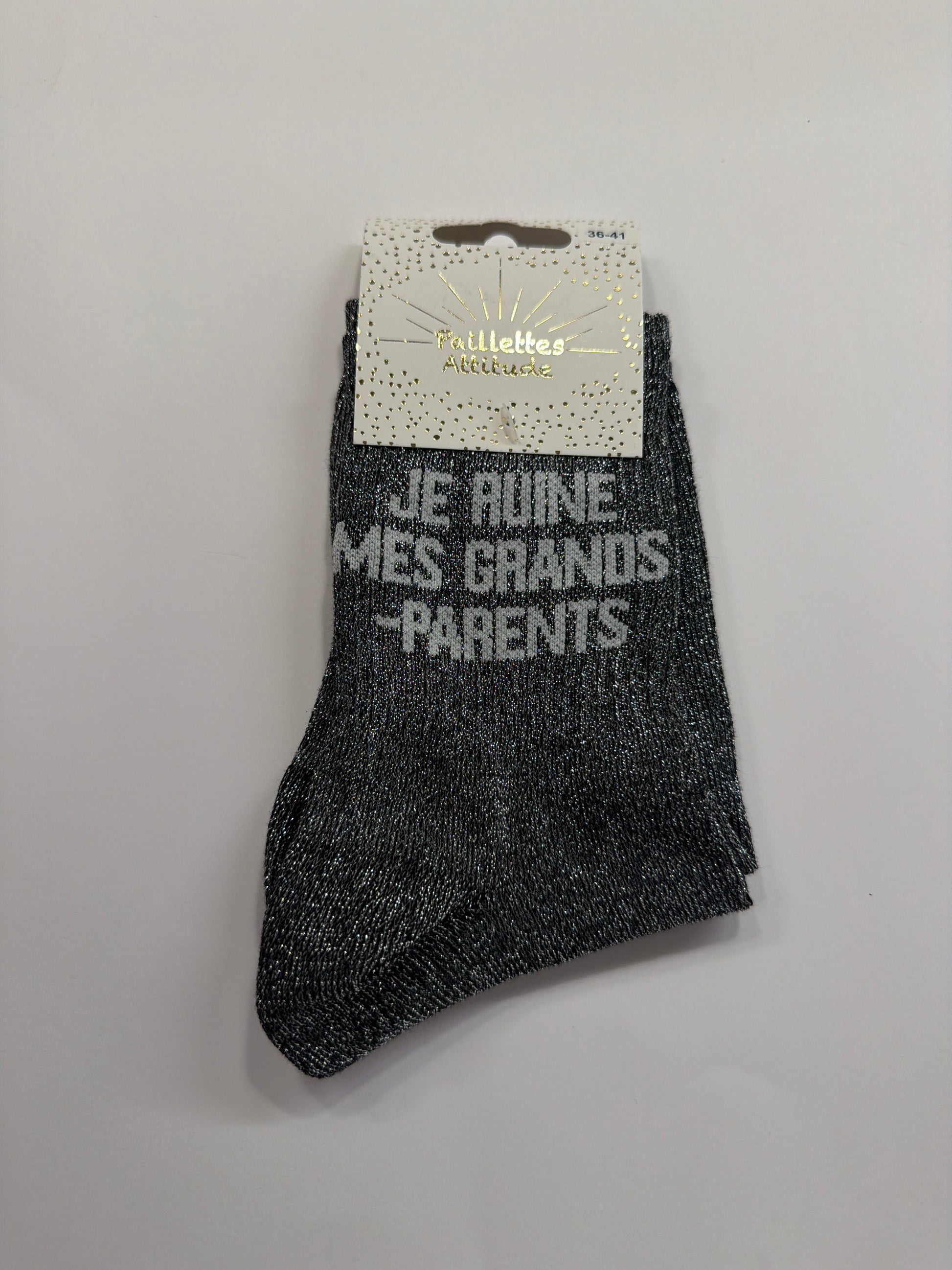 Chaussette de ville pailletée 36-41  JE RUINE MES GRANDS PARENTS