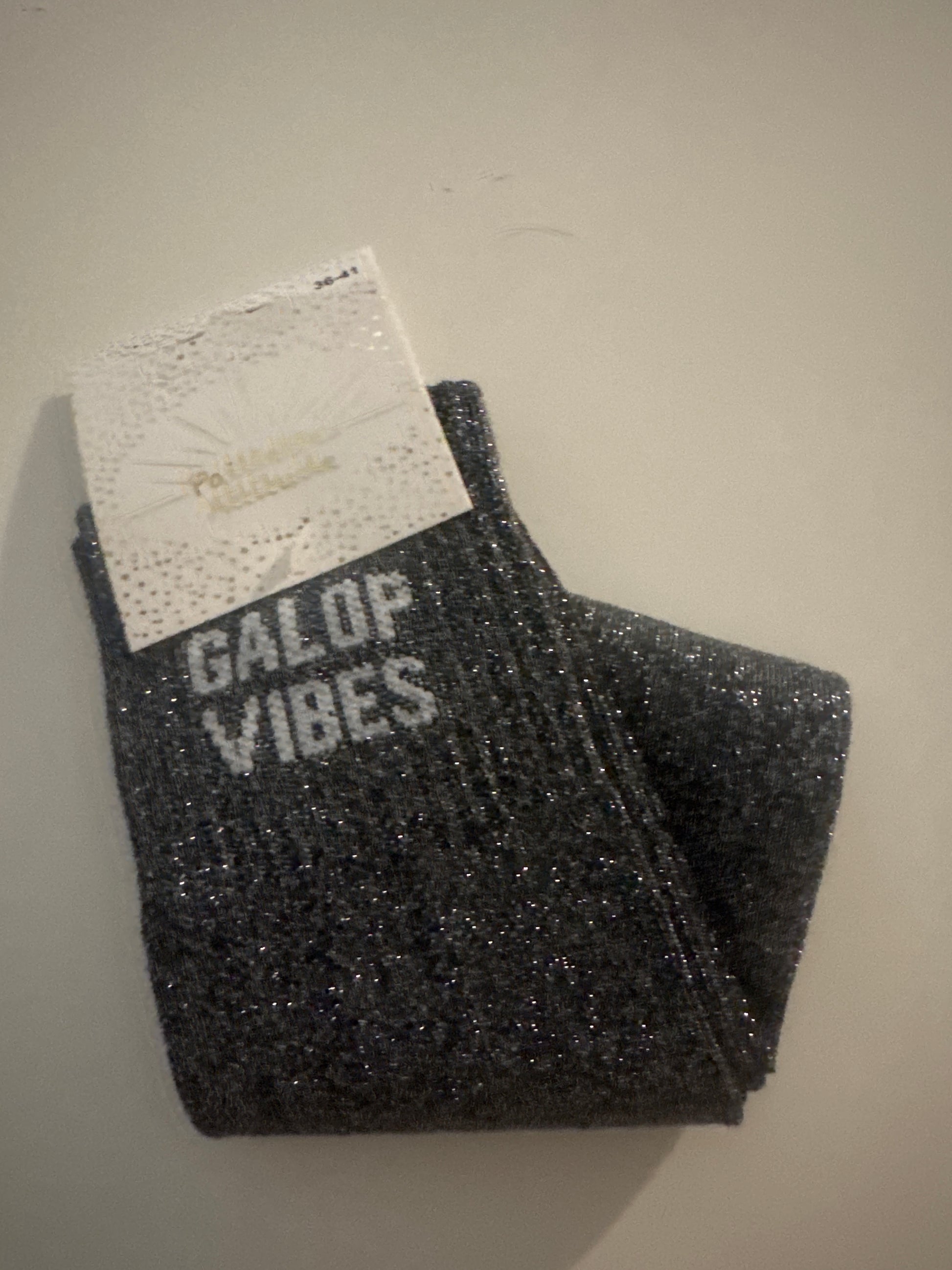 Chaussettes Haute Noir Pailletée « Galop Vibes »