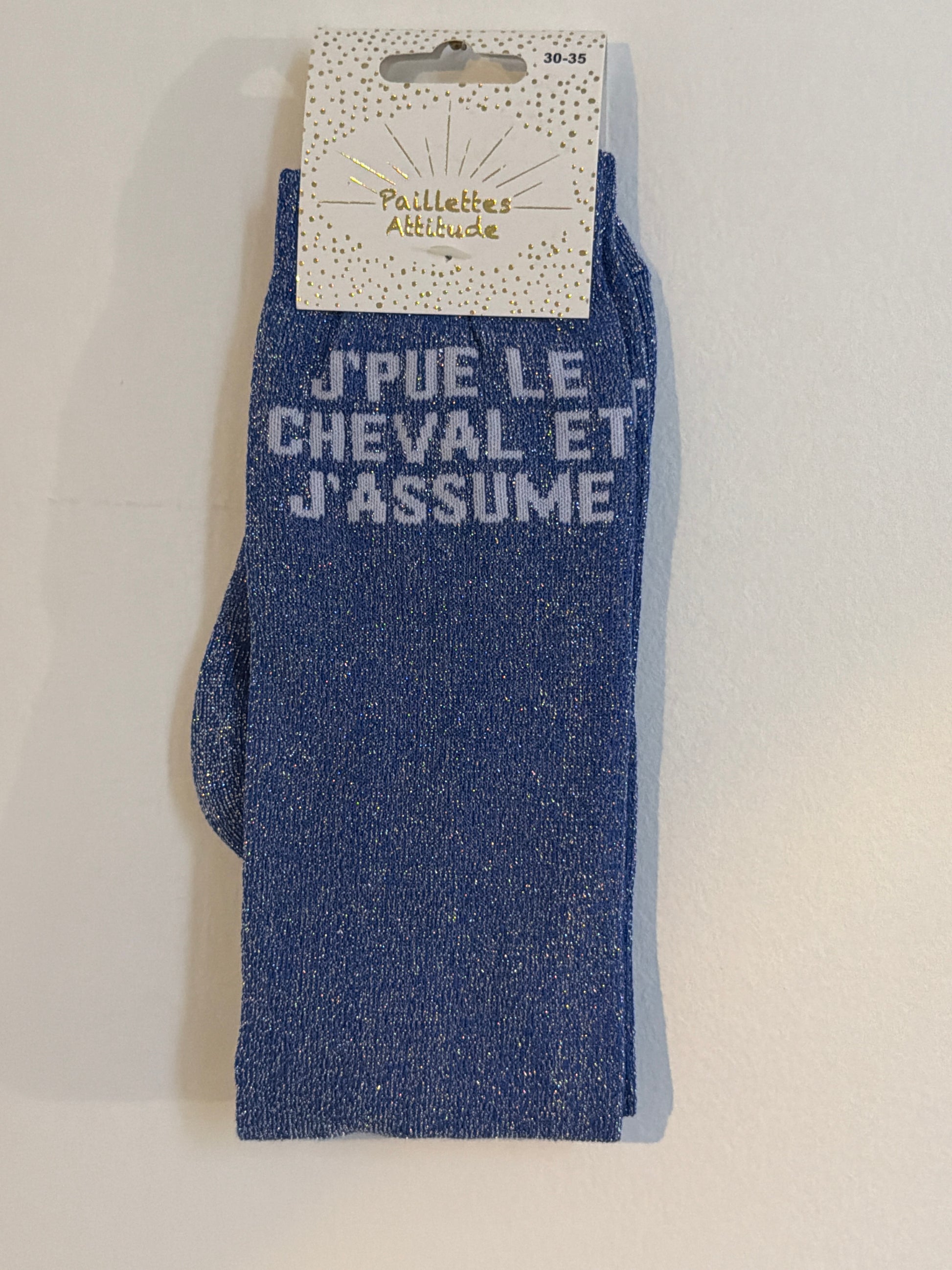 Chaussette pailletée équitation 30-35 J’PUE LE CHEVAL ET J’ASSUME