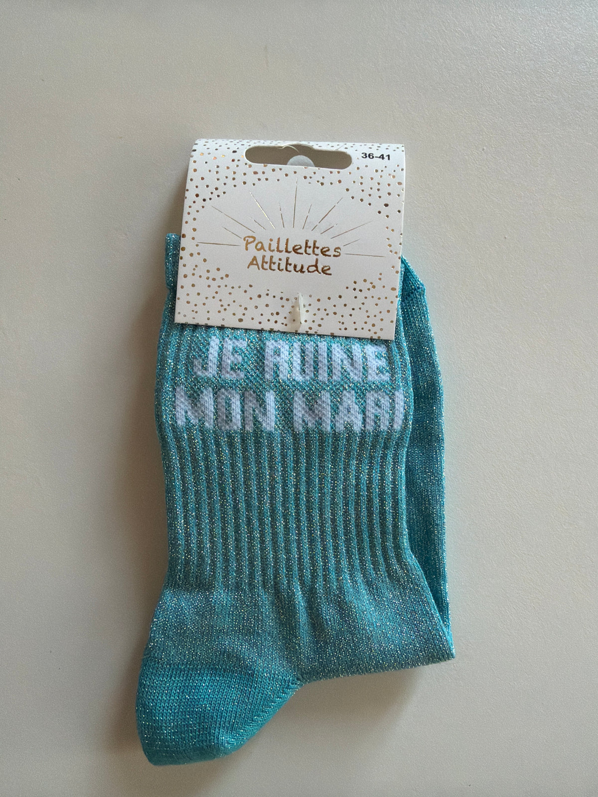 Chaussette de ville pailletée 36-41 JE RUINE MON MARI