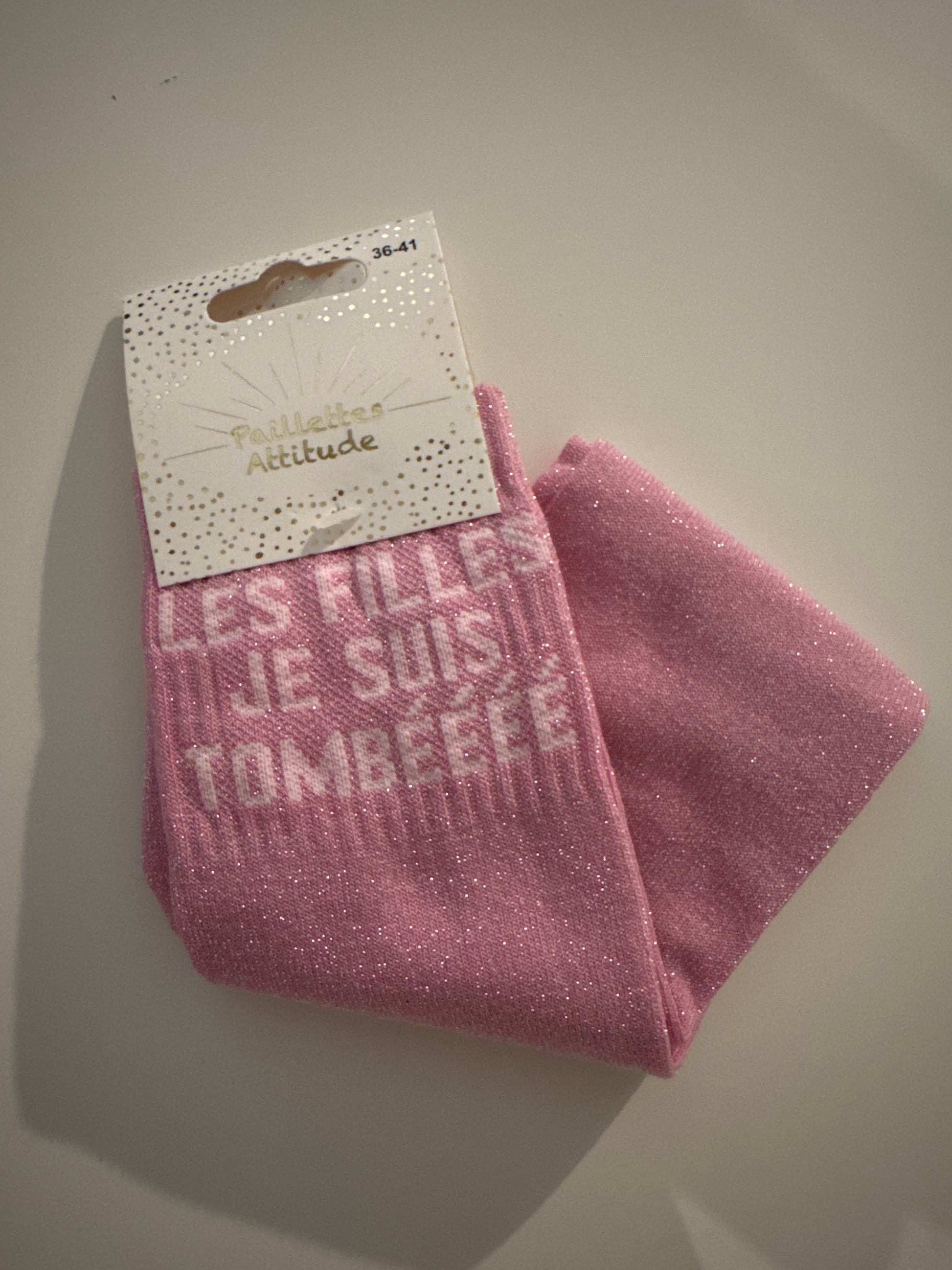Chaussette pailletée équitation LES FILLES JE SUIS TOMBÉÉÉÉ 36/41