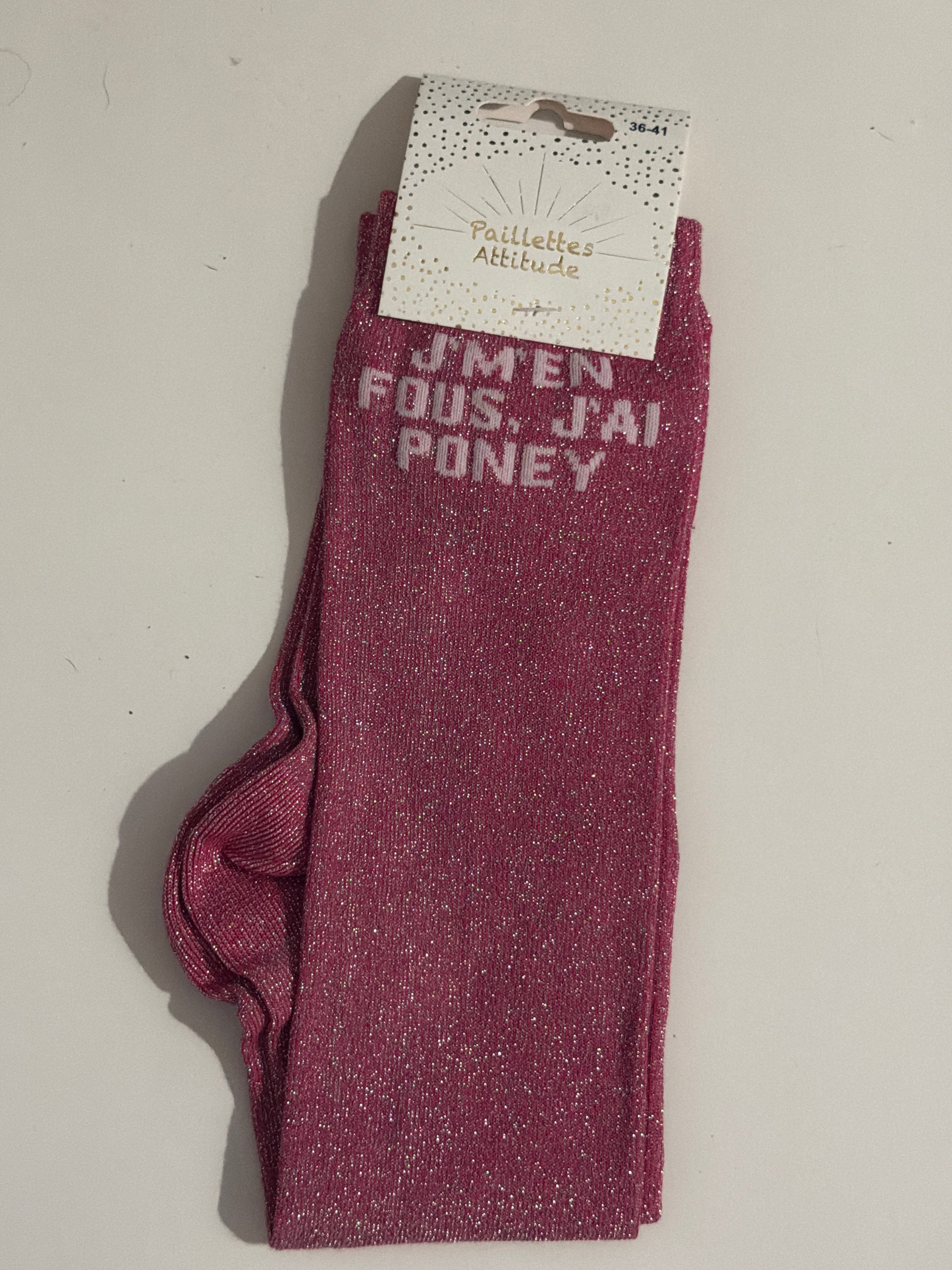 Chaussette équitation pailletée 36-41 J’M’EN FOUS, J’AI PONEY