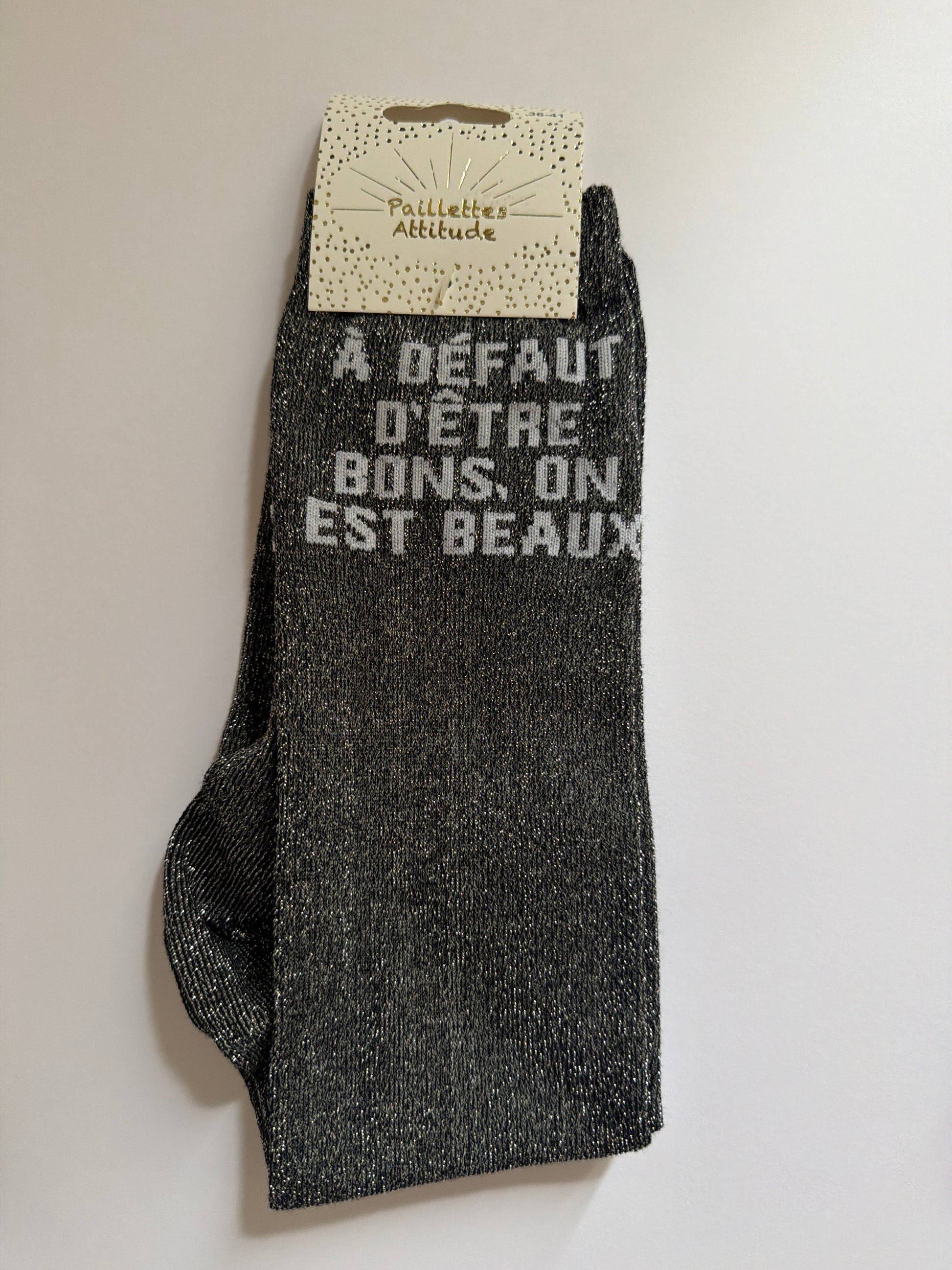 Chaussette pailletée équitation  36-41 À DÉFAUT D’ÊTRE BONS, ON EST BEAUX